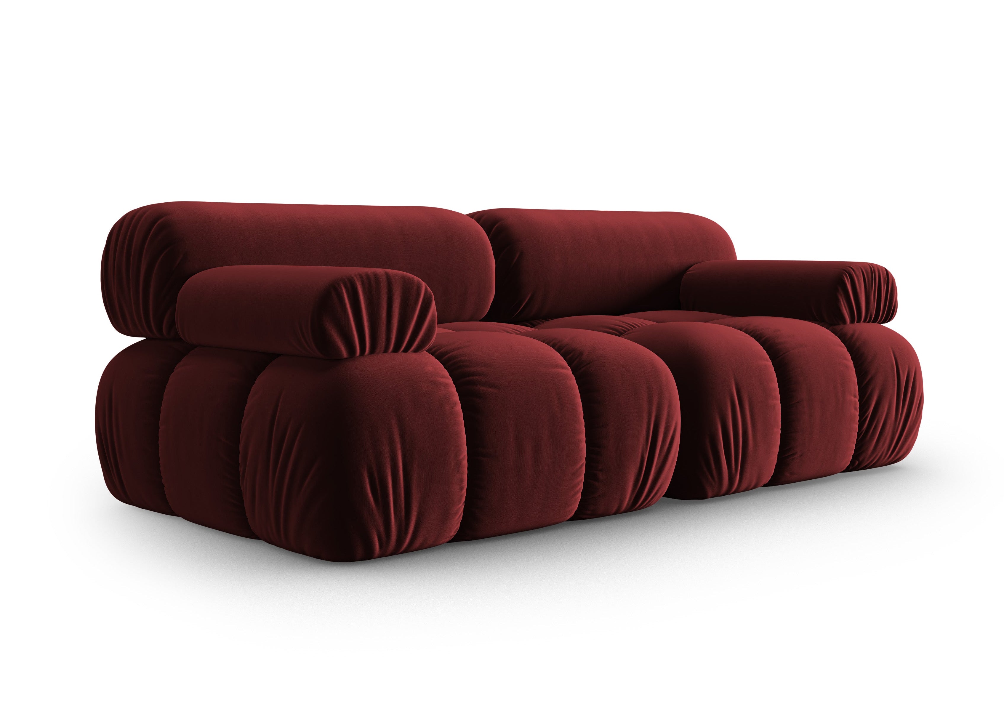 Sofa aksamitna 2-osobowa CORTINA winny czerwony