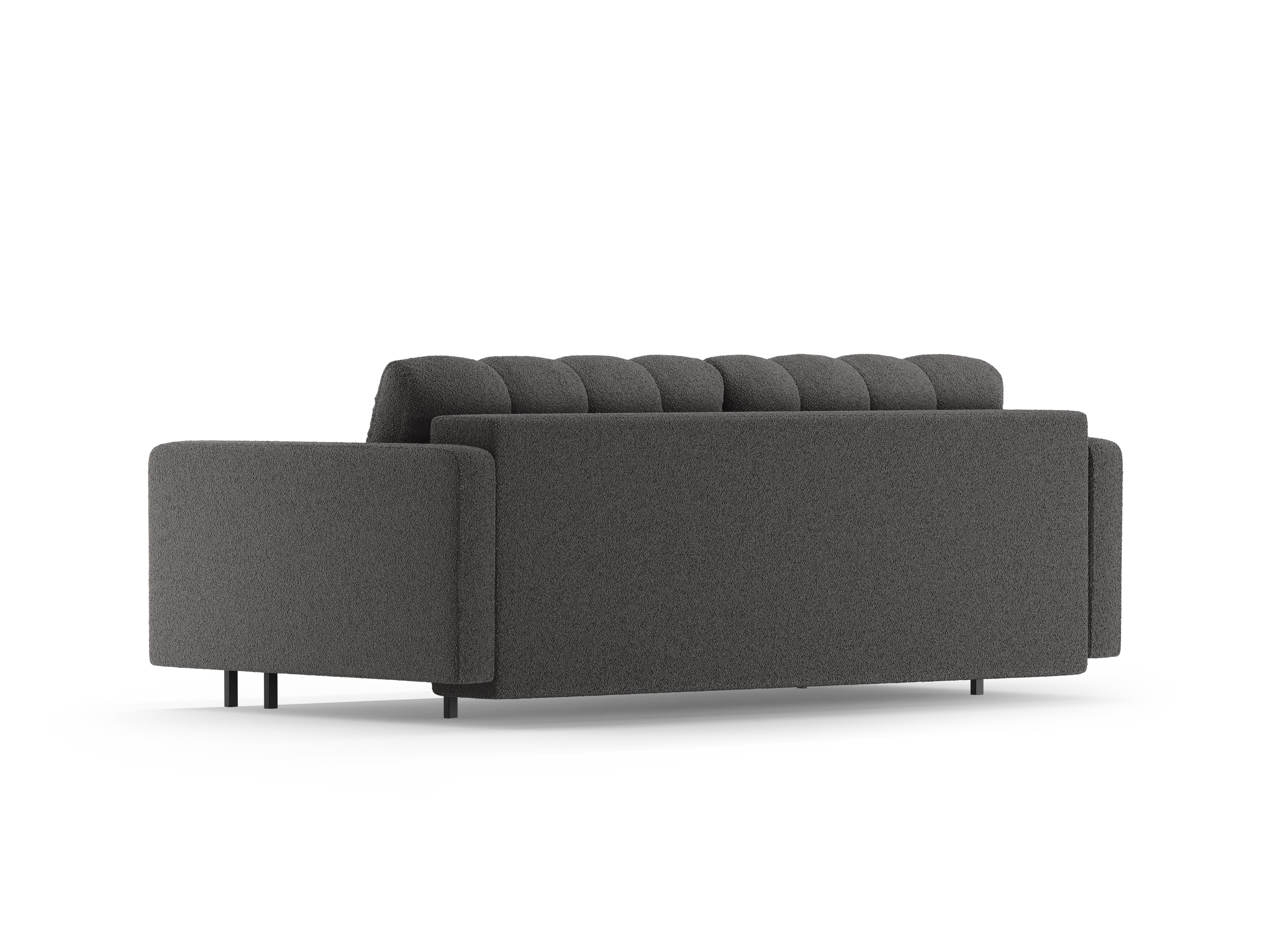 Sofa 3-osobowa z funkcją spania BALI ciemnoszary bouclé z czarną podstawą