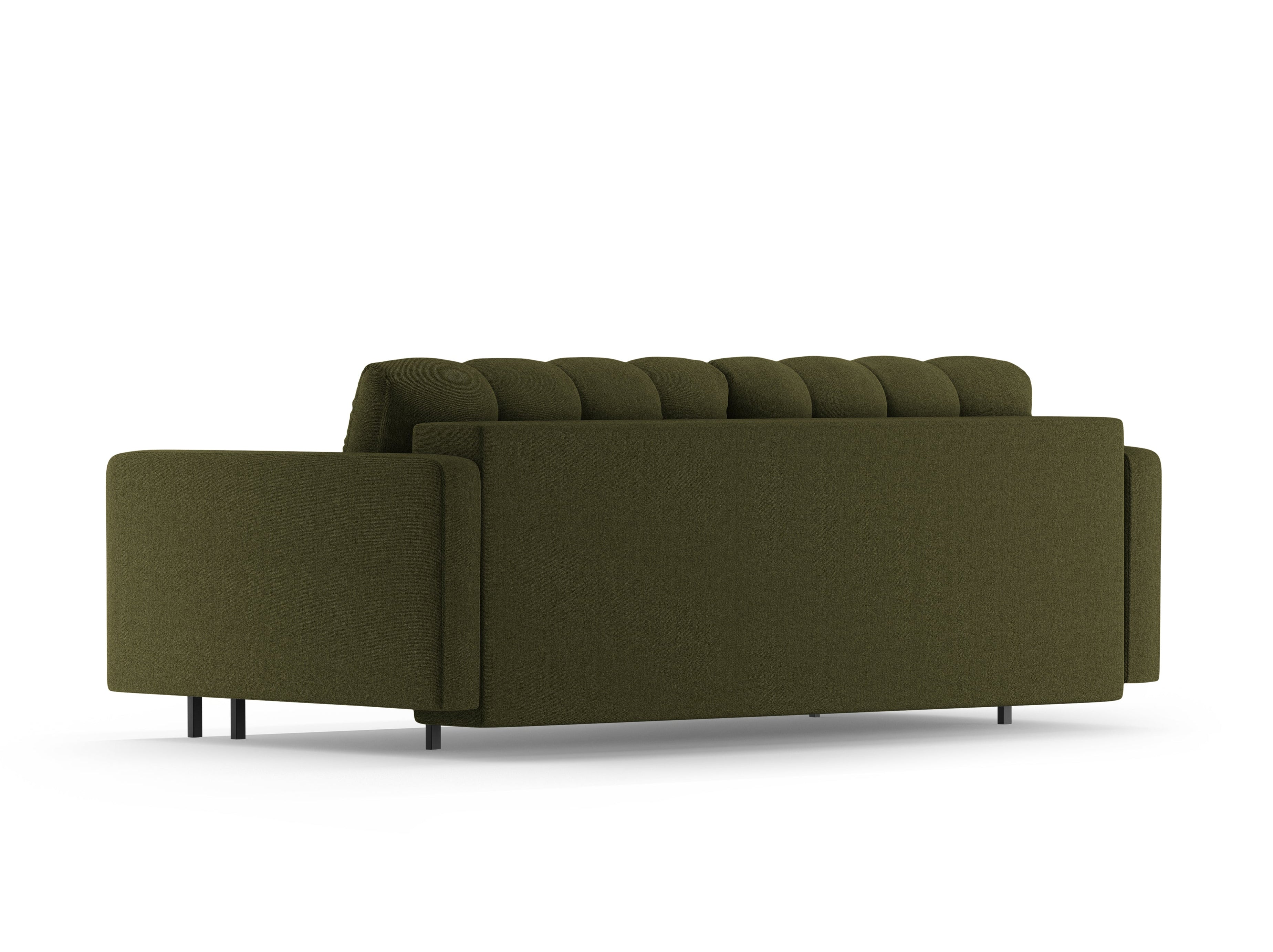 Sofa aksamitna 3-osobowa z funkcją spania BALI ciemnozielony z czarną podstawą
