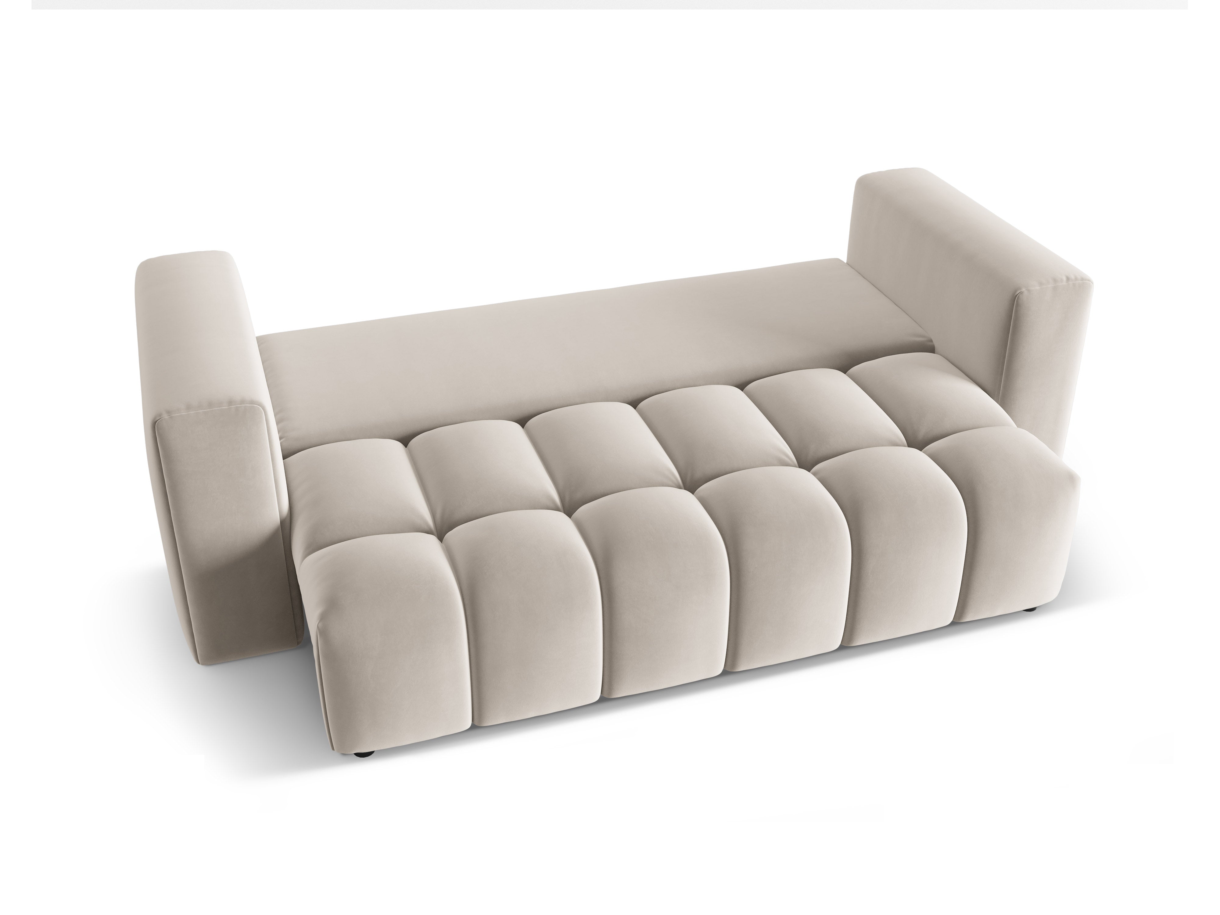 Sofa aksamitna 3-osobowa z funkcją spania VERONA ecru – Cosmopolitan Design