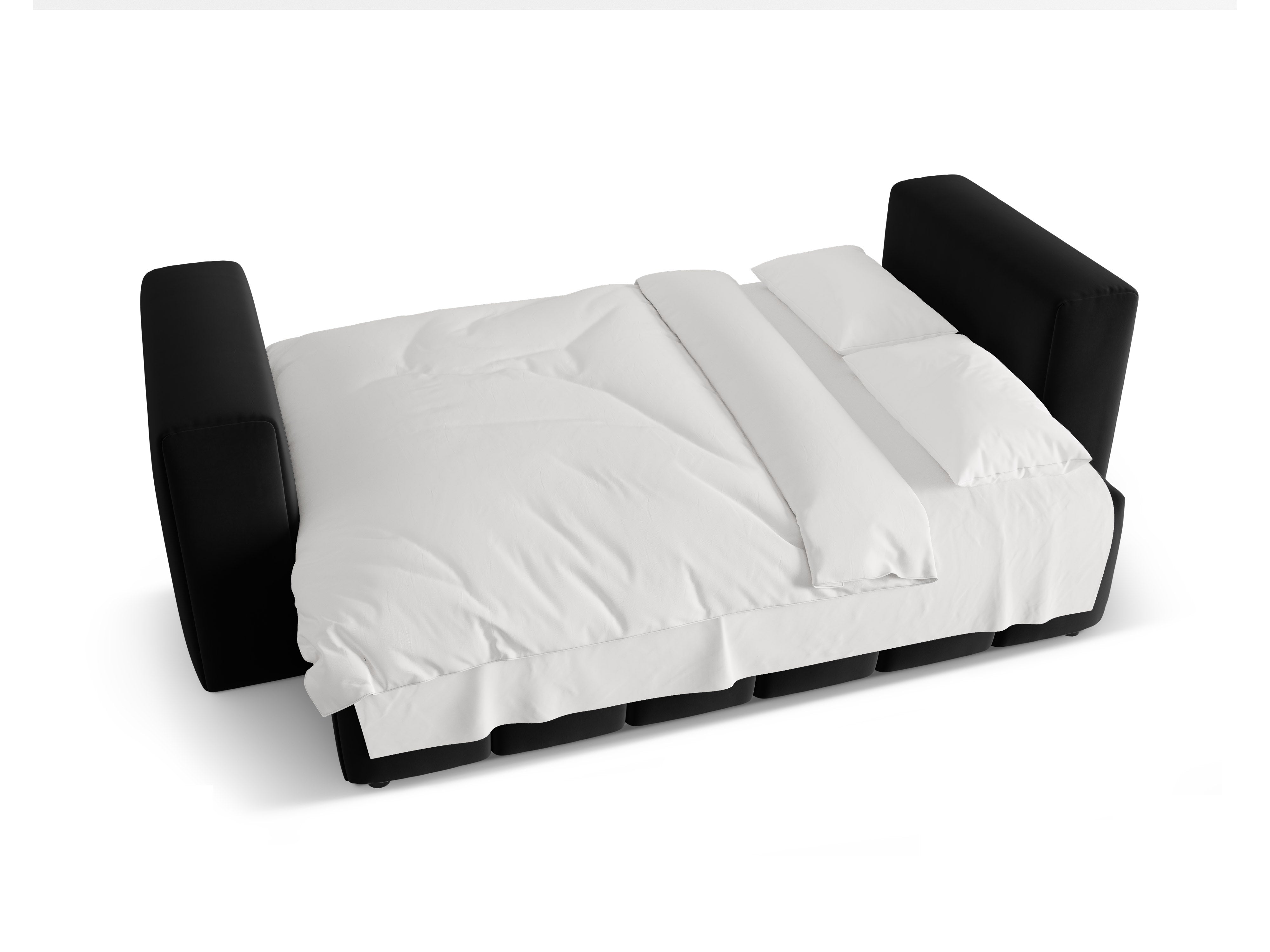 Sofa aksamitna 3-osobowa z funkcją spania VERONA czarny