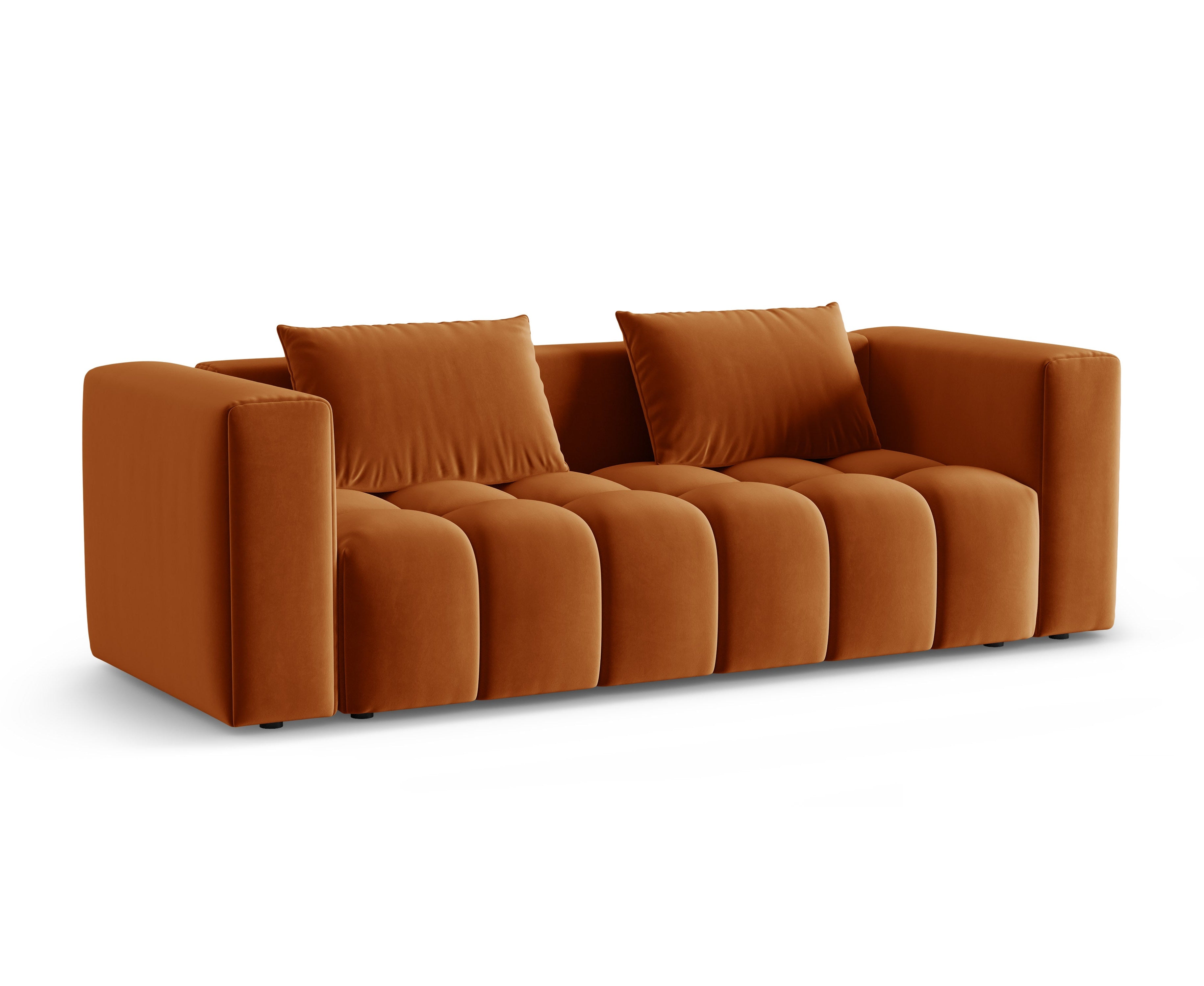 Sofa aksamitna 3-osobowa z funkcją spania VERONA ceglany – Cosmopolitan Design