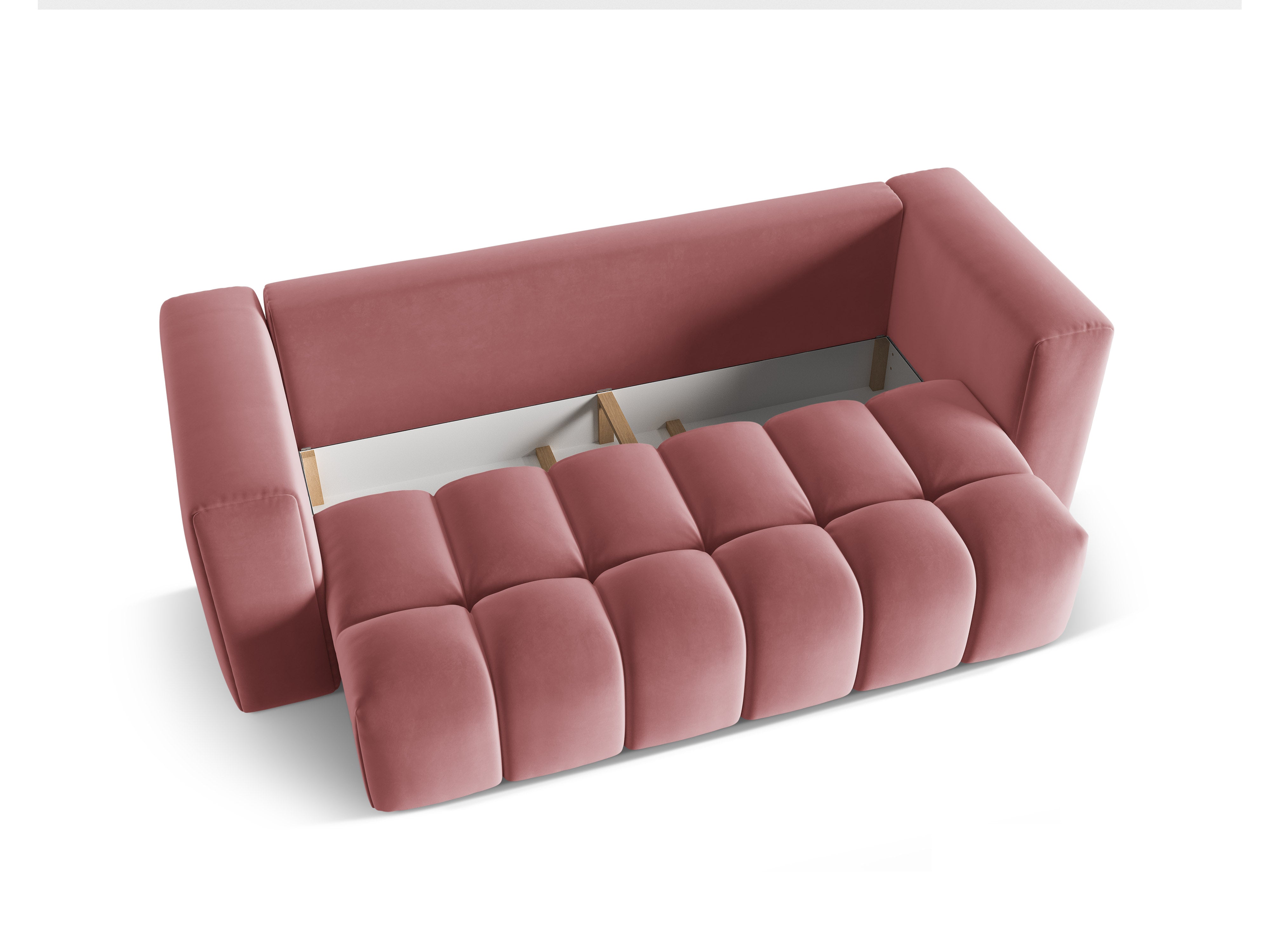 Sofa aksamitna 3-osobowa z funkcją spania VERONA różowy flamingo
