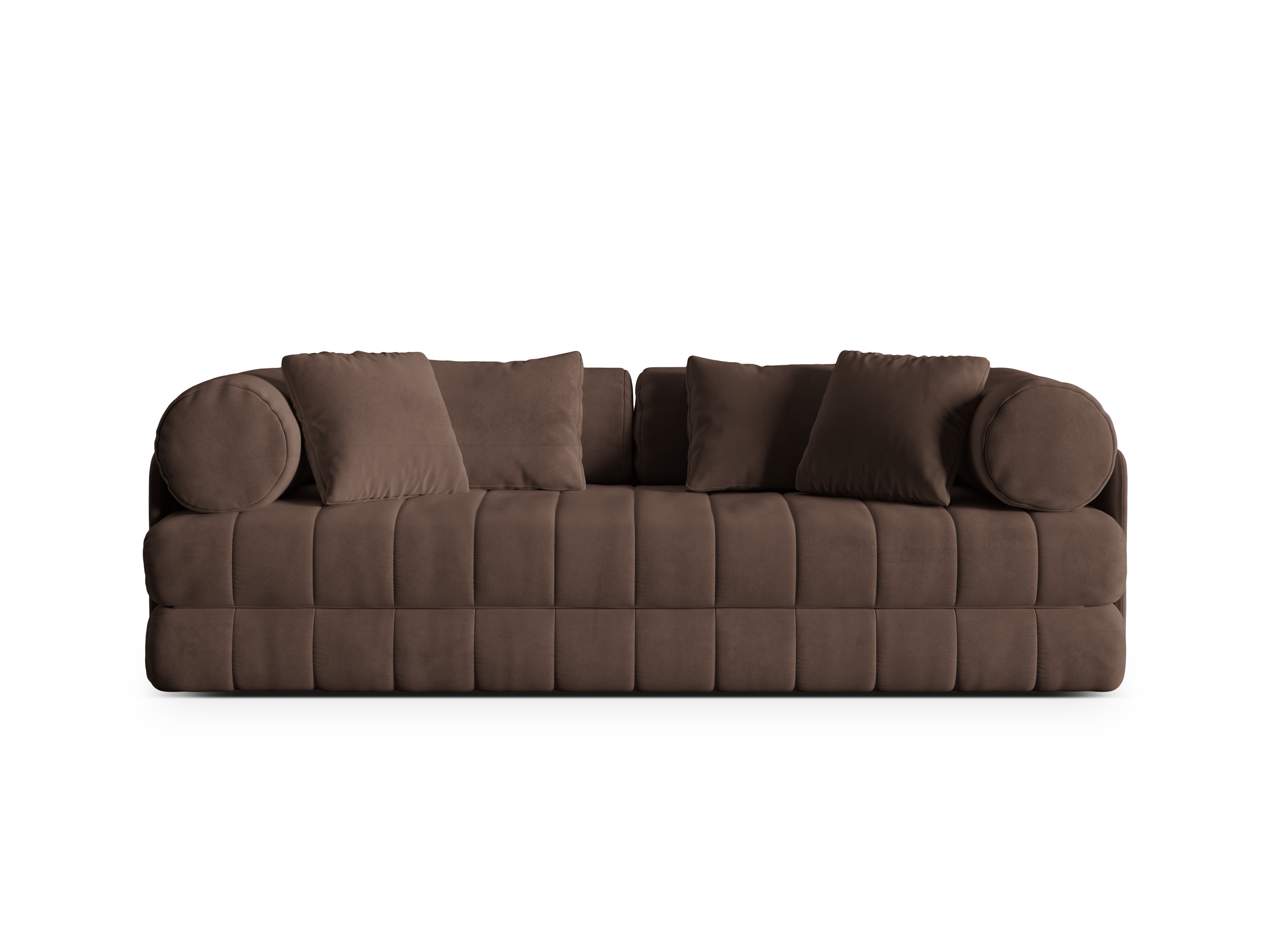 Sofa aksamitna 3-osobowa z funkcją spania KEMI czekoladowy