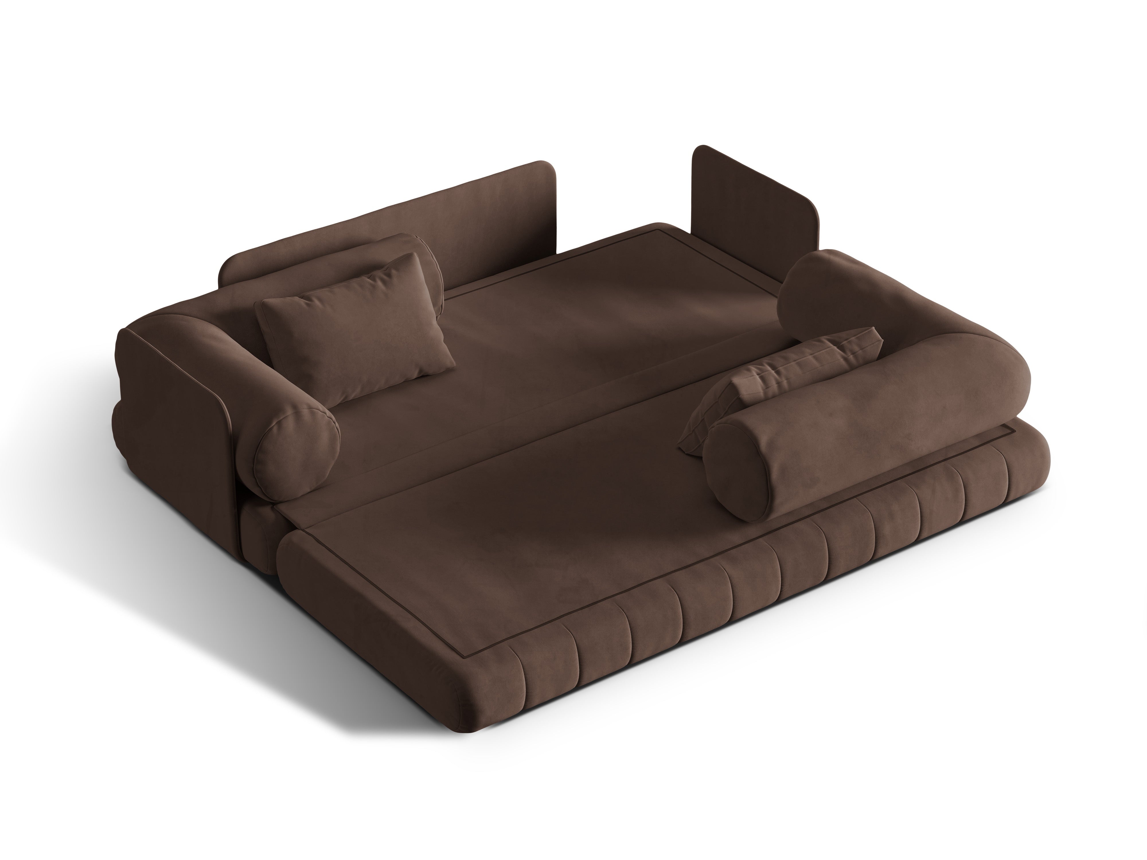 Sofa aksamitna 3-osobowa z funkcją spania KEMI czekoladowy