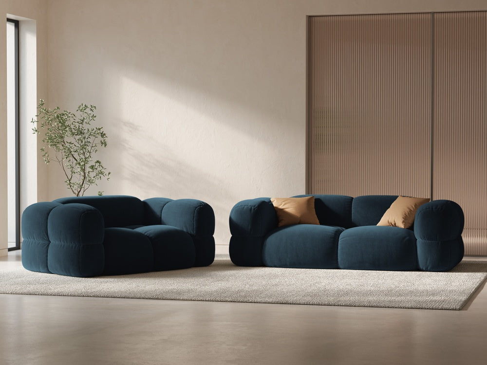 Sofa 3-osobowa aksamitna LORETTO petrol