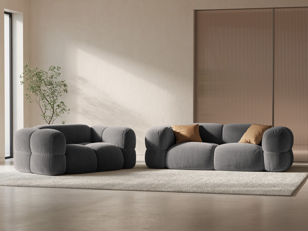 Sofa 3-osobowa aksamitna LORETTO szary