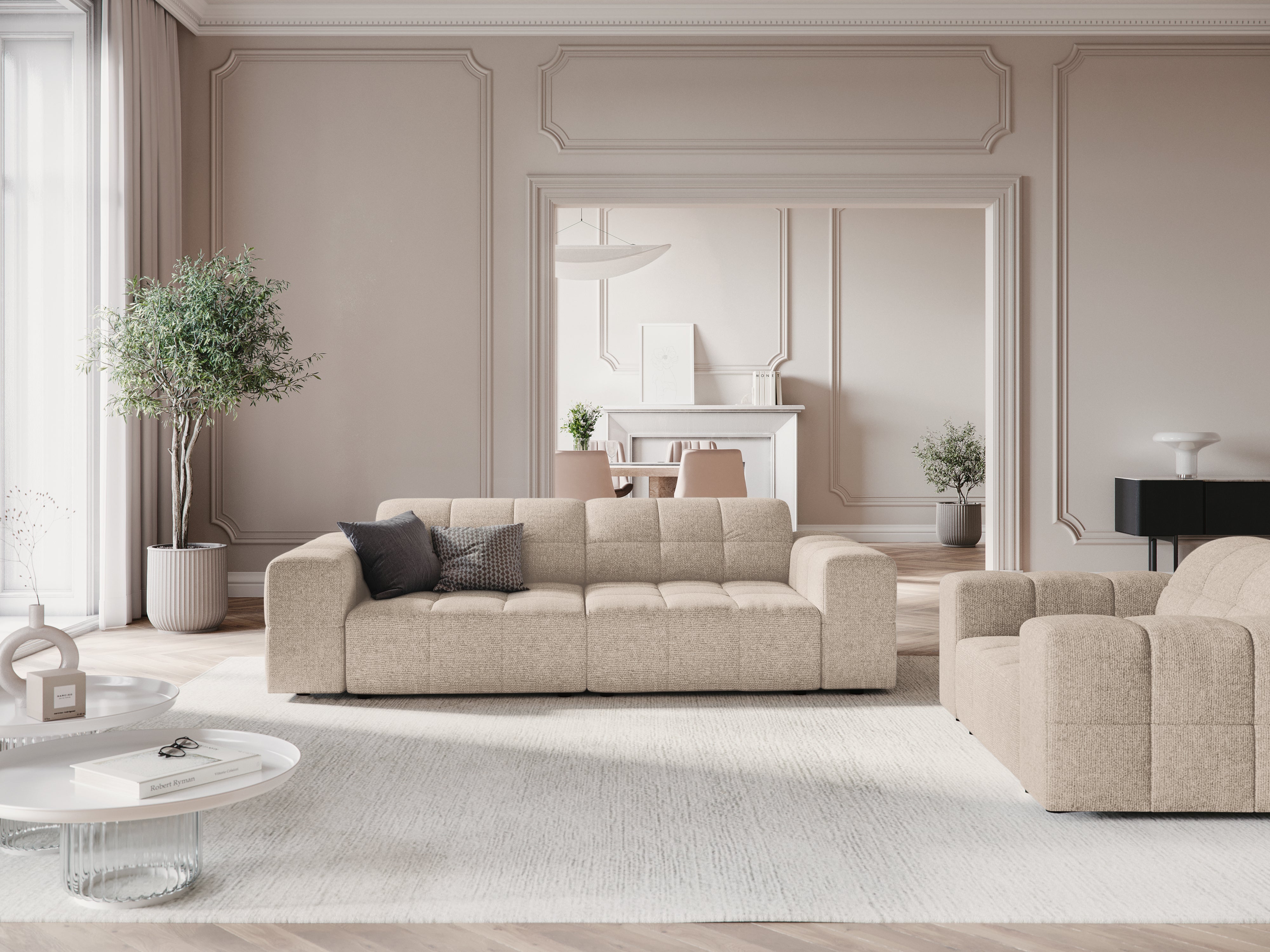 Sofa 3-osobowa CHICAGO beżowy szenil do salonu