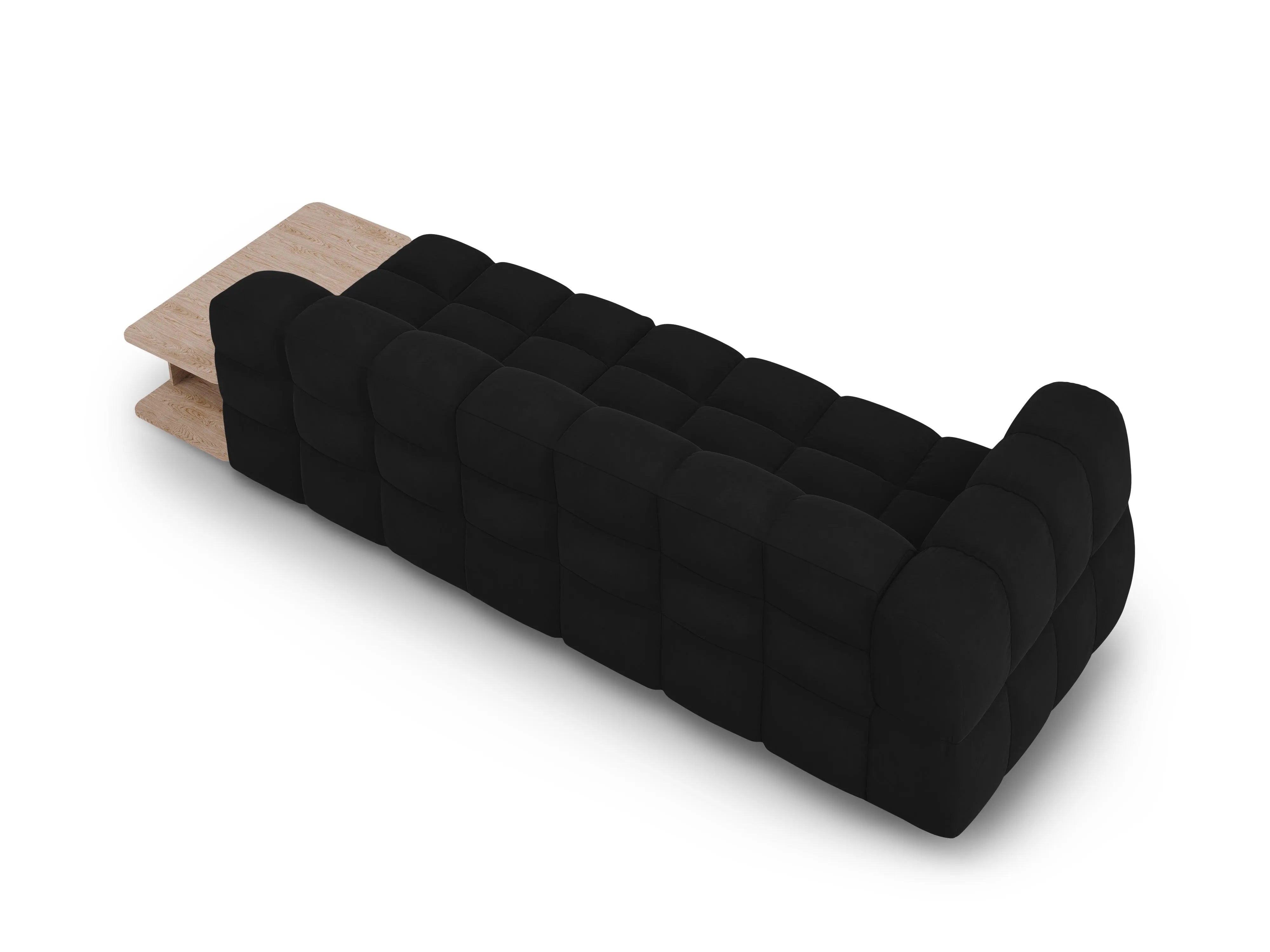 Sofa aksamitna prawostronna 4-osobowa otwarta ze stolikiem SKY czarny – Cosmopolitan Design
