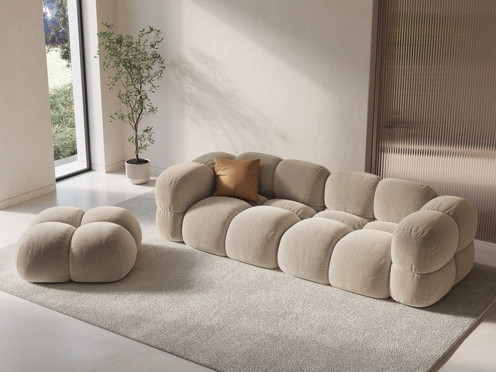 Sofa 4-osobowa aksamitna LORETTO beżowy