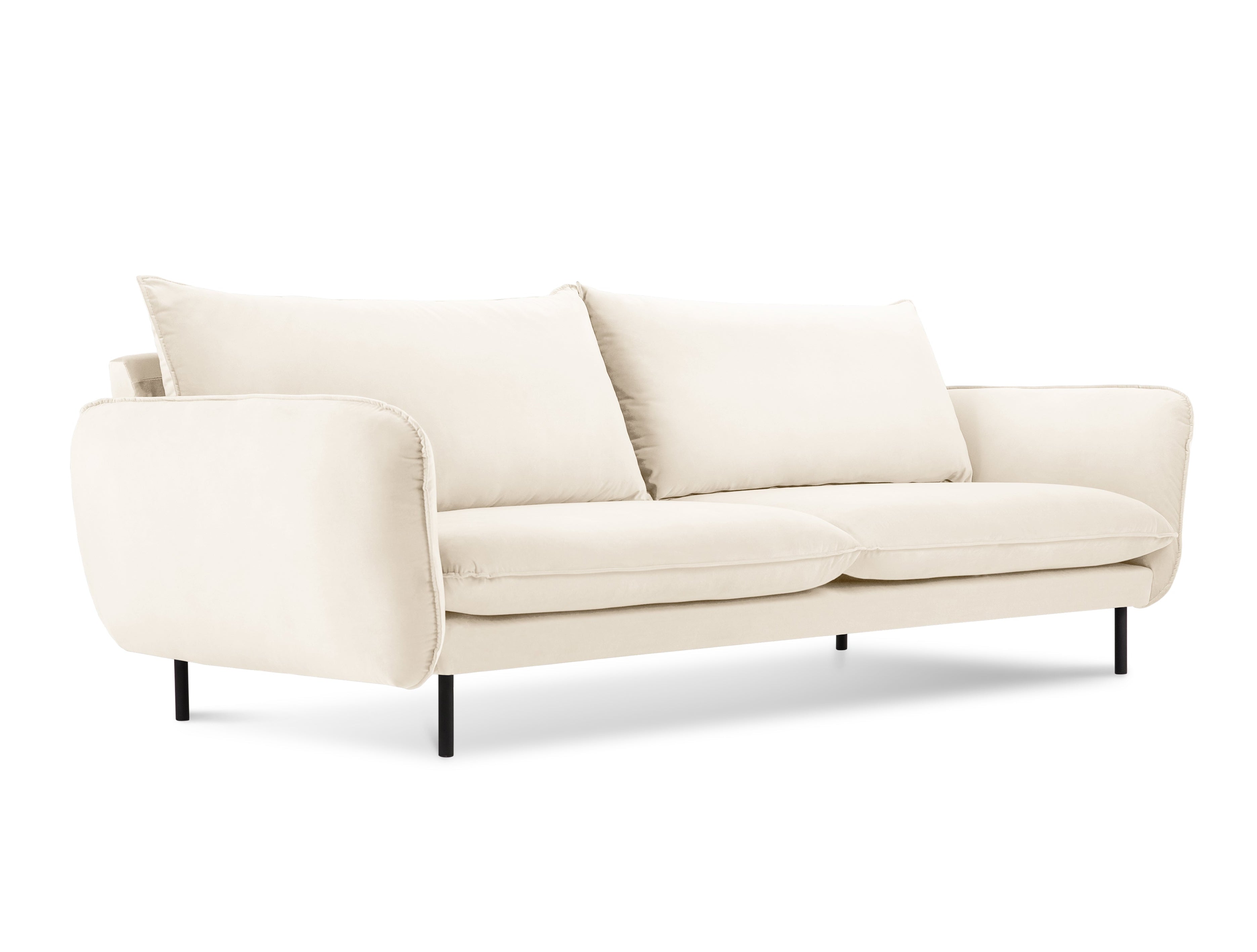 Sofa aksamitna 4-osobowa VIENNA beige mit schwarzem Gestell