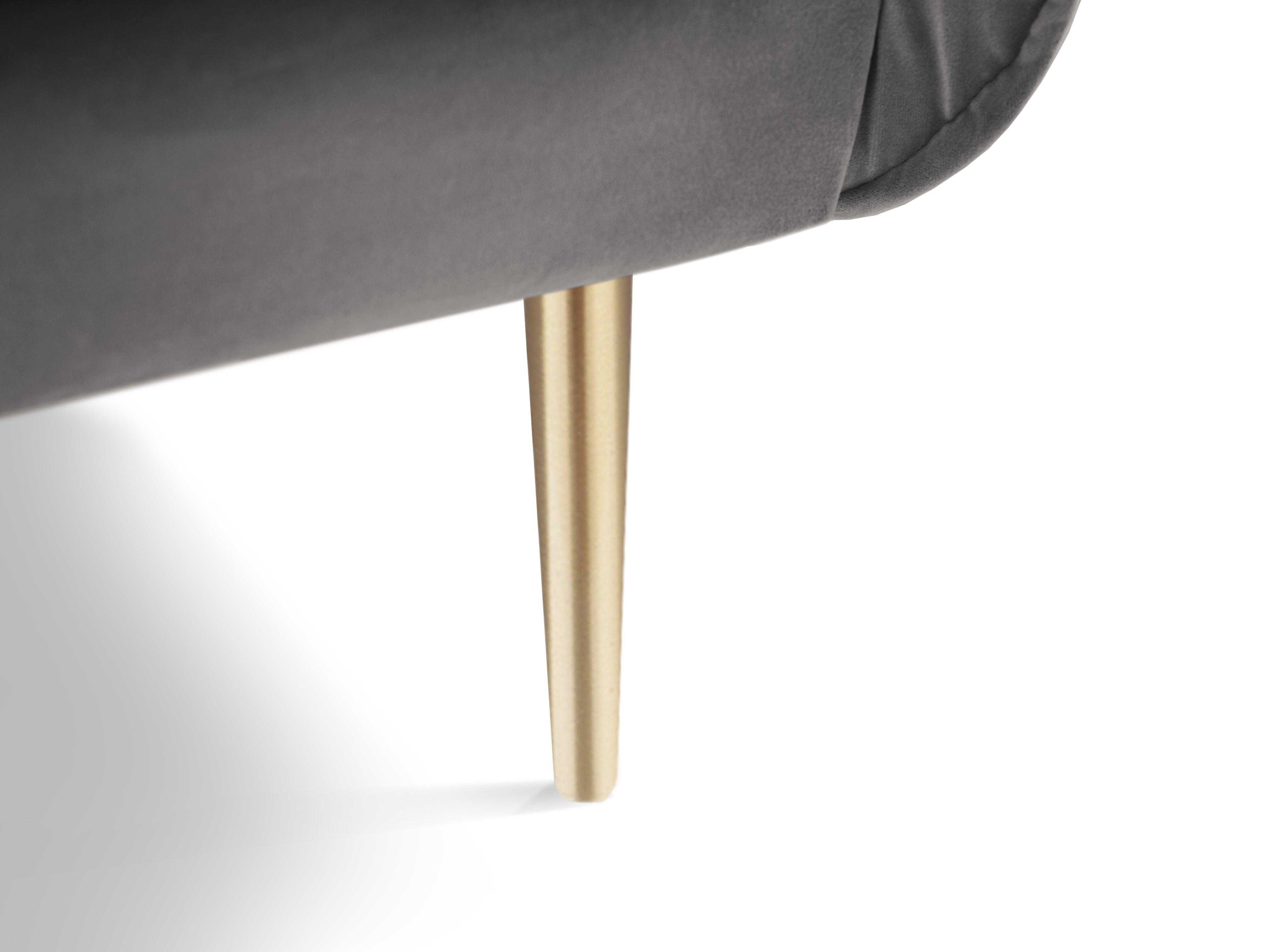 Fotel aksamitny VIENNA jasnoszary ze złotą podstawą