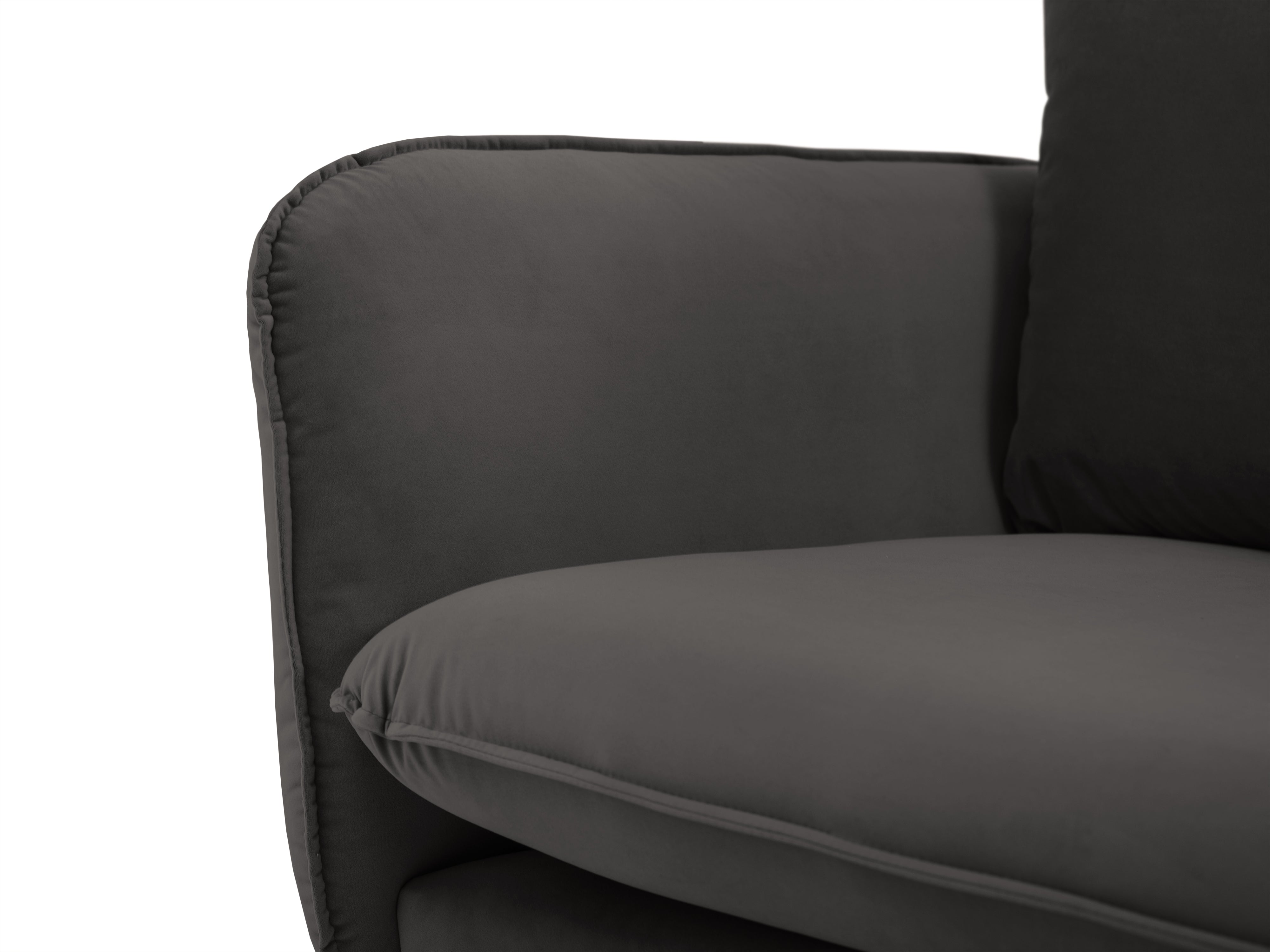 Velvet armchair VIENNA dark gray with black base