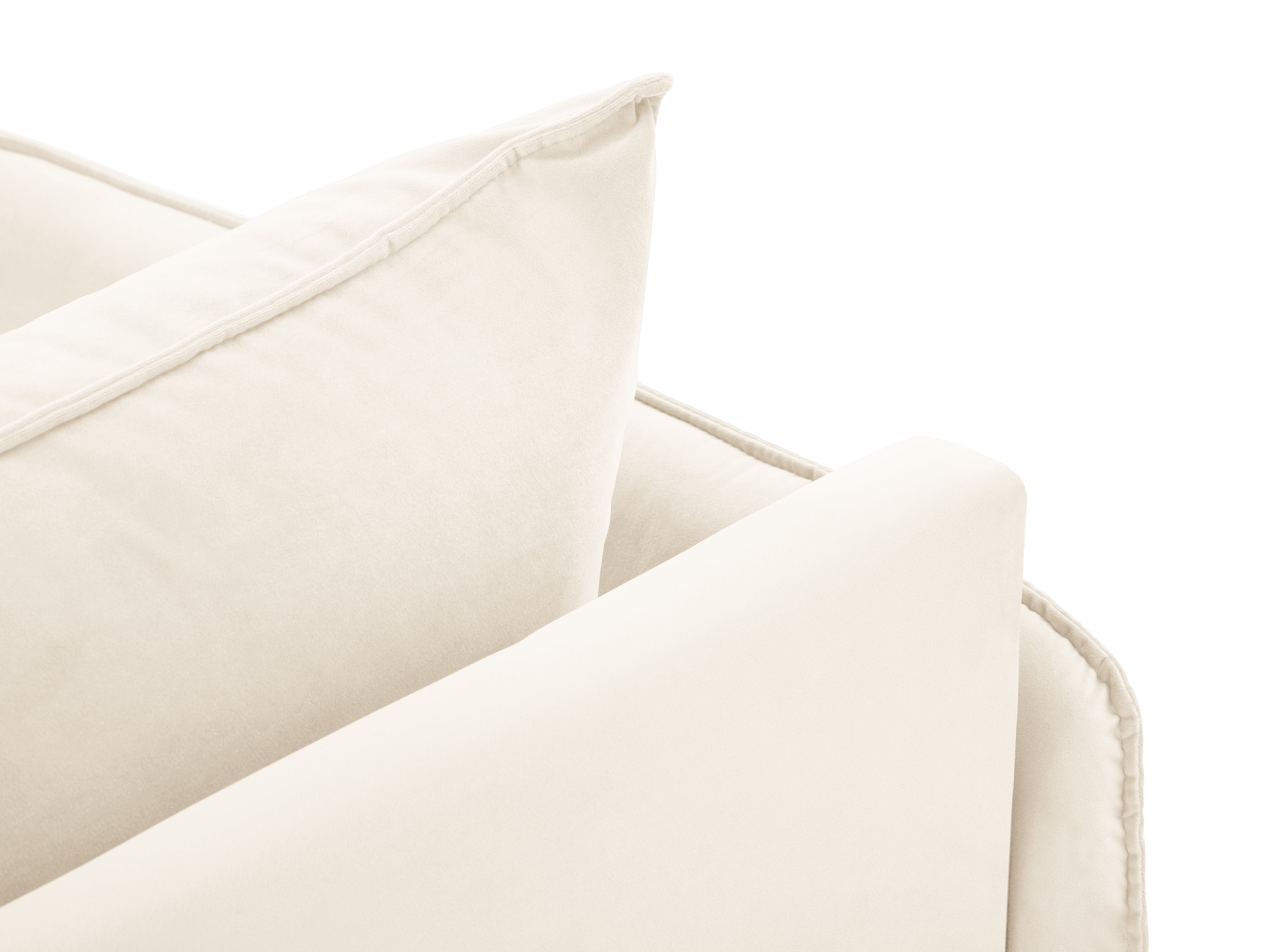 Szezlong aksamitny lewostronny VIENNA jasnobeżowy z czarną podstawą