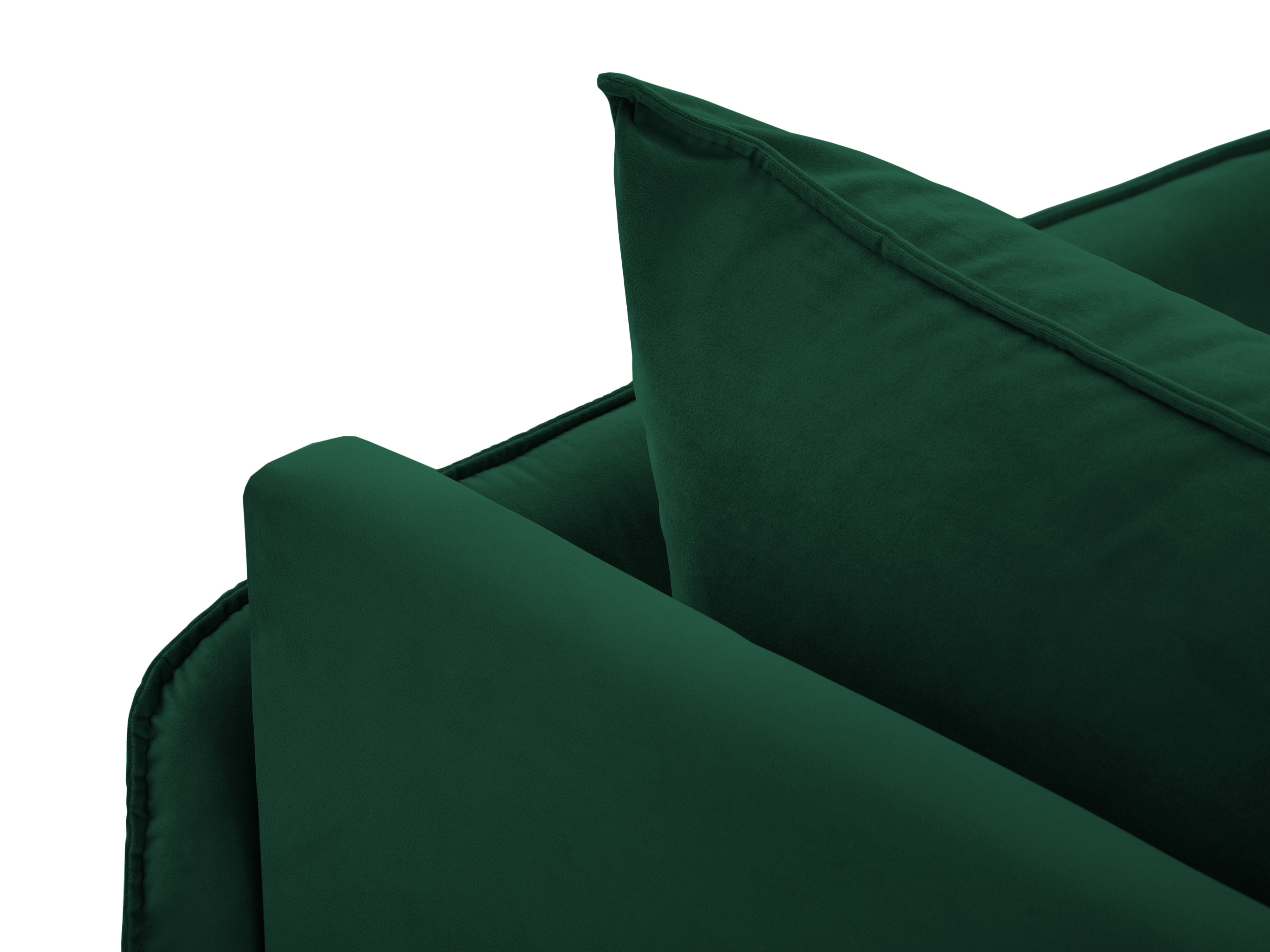 Panoramic Velvet Sofa for 6 People VIENNA in Bottle Green with Gold Base