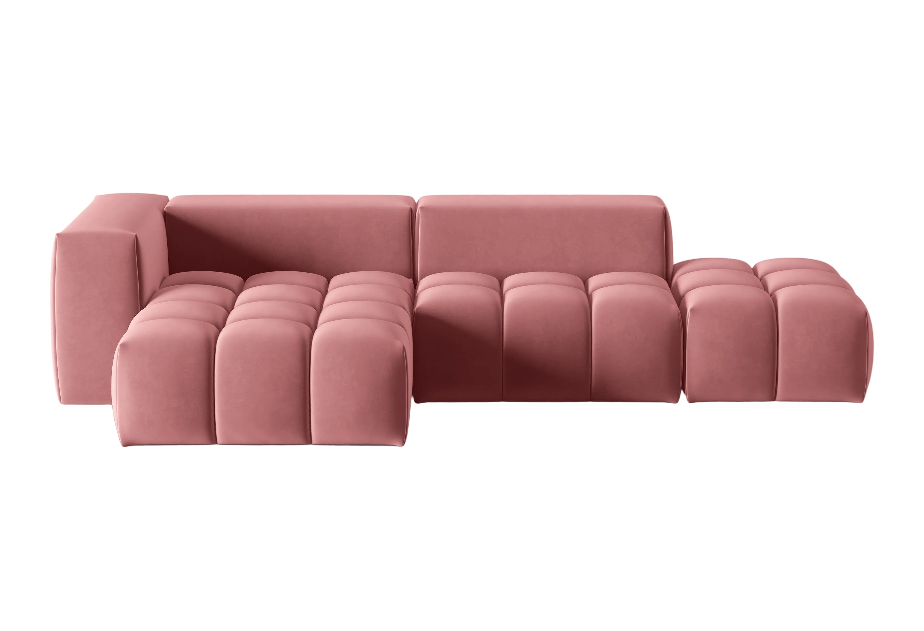 Narożnik aksamitny 4-osobowy lewostronny otwarty VERONA różowy flamingo