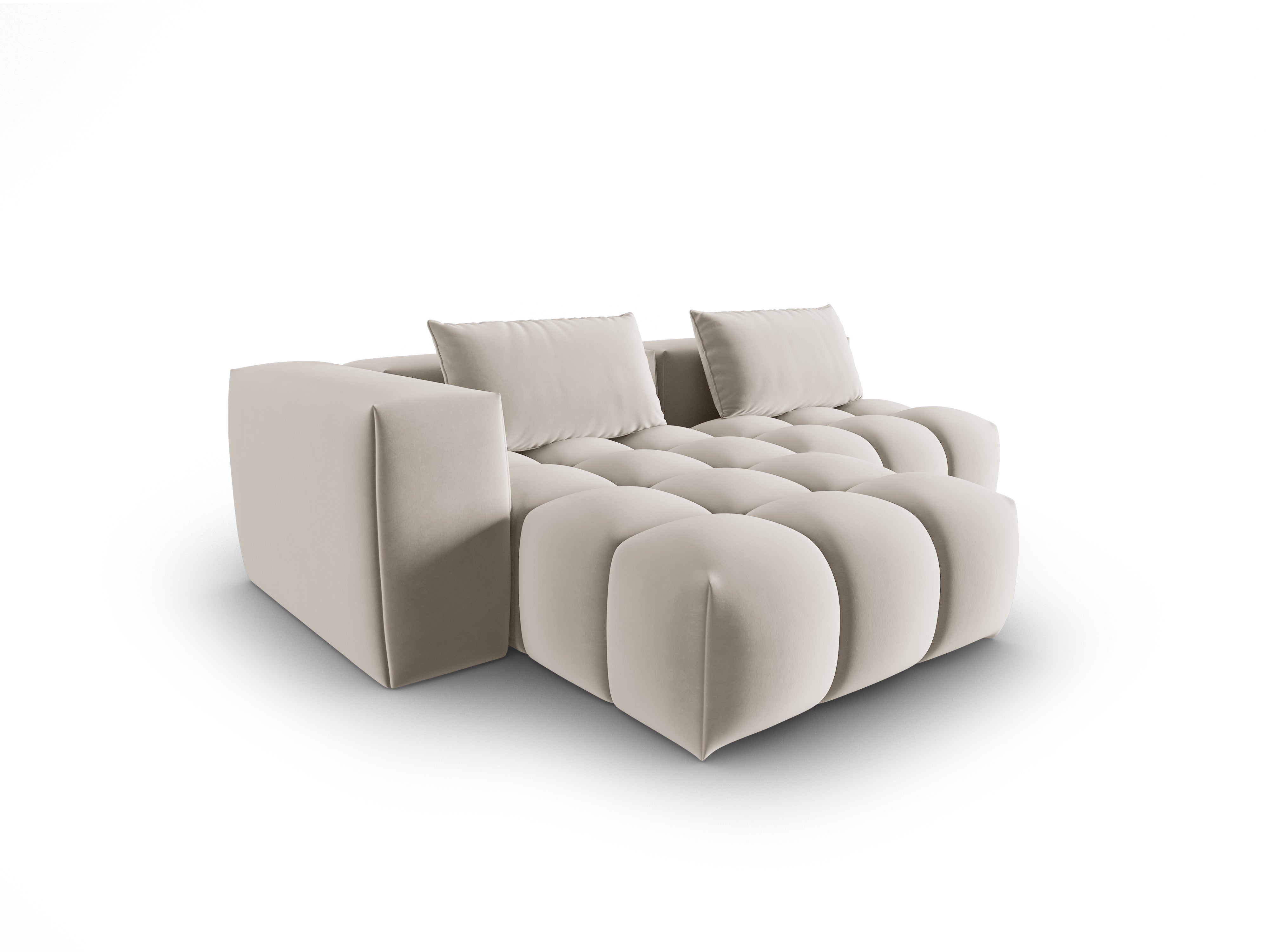 Velvet Corner Sofa for 3 People, Left-Open VERONA in Ecru