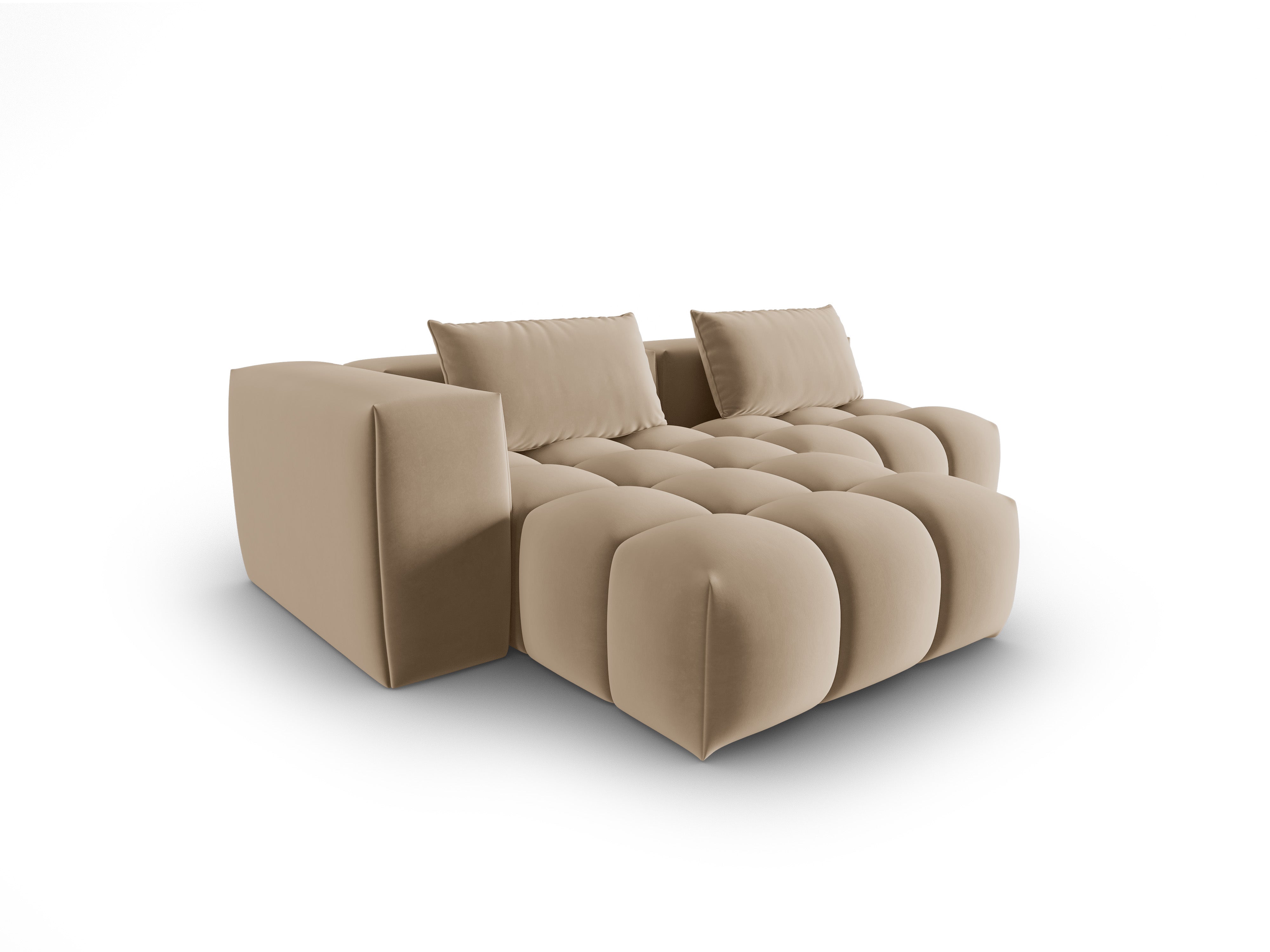 Velvet Corner Sofa for 3 People, Left-Open VERONA in Sand