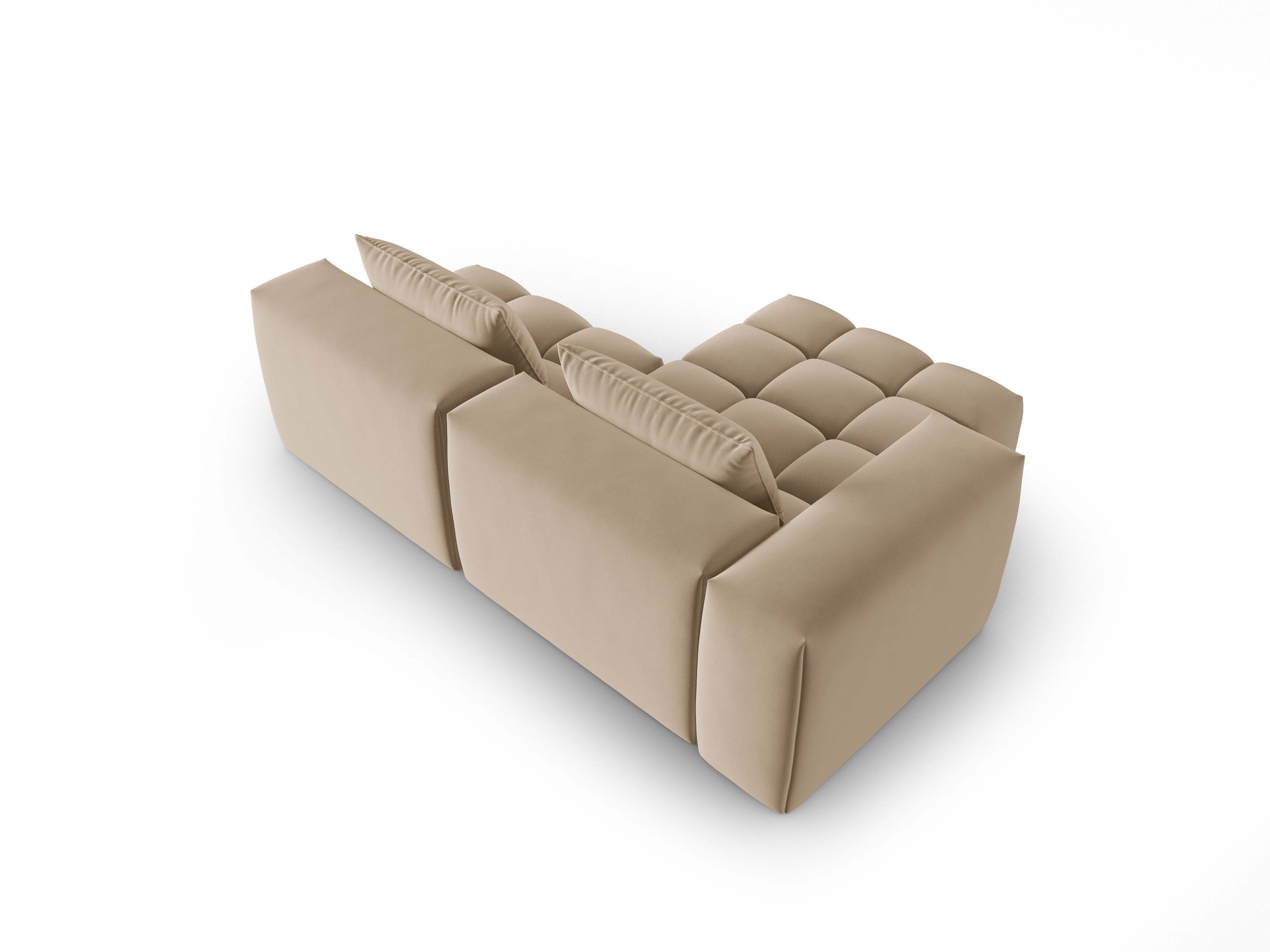 Velvet Corner Sofa for 3 People, Left-Open VERONA in Sand