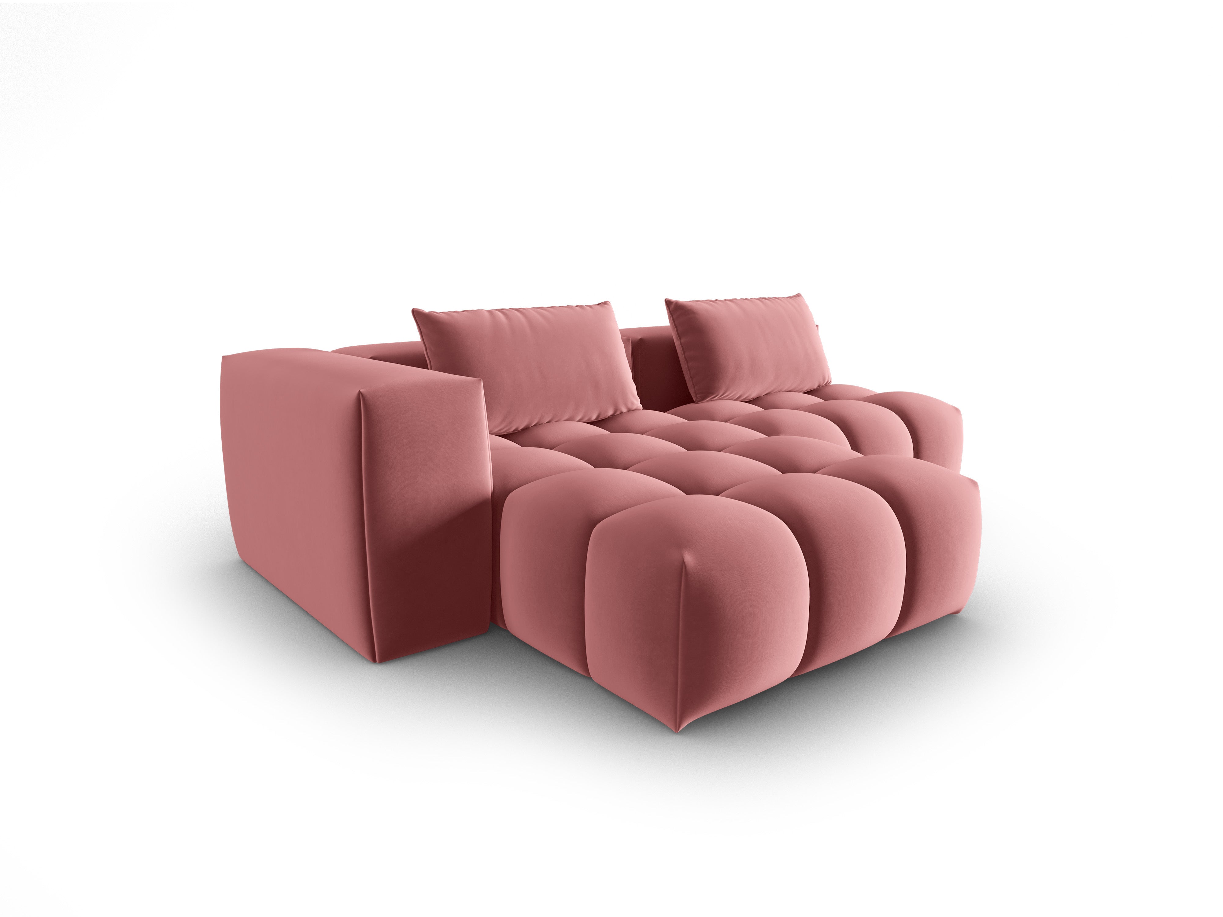 Narożnik aksamitny 3-osobowy lewostronny otwarty VERONA różowy flamingo – Cosmopolitan Design