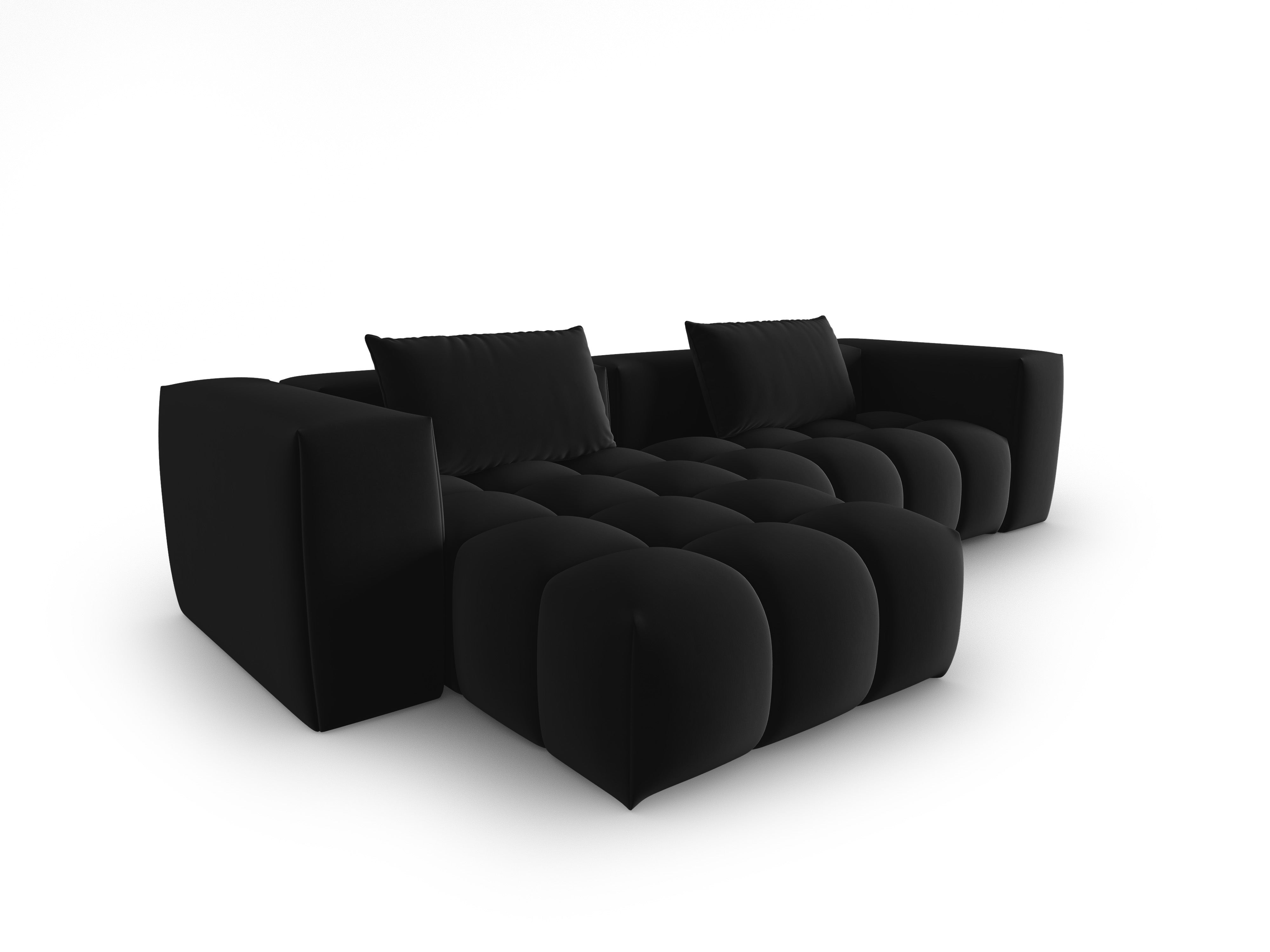 Narożnik aksamitny 3-osobowy lewostronny VERONA czarny – Cosmopolitan Design