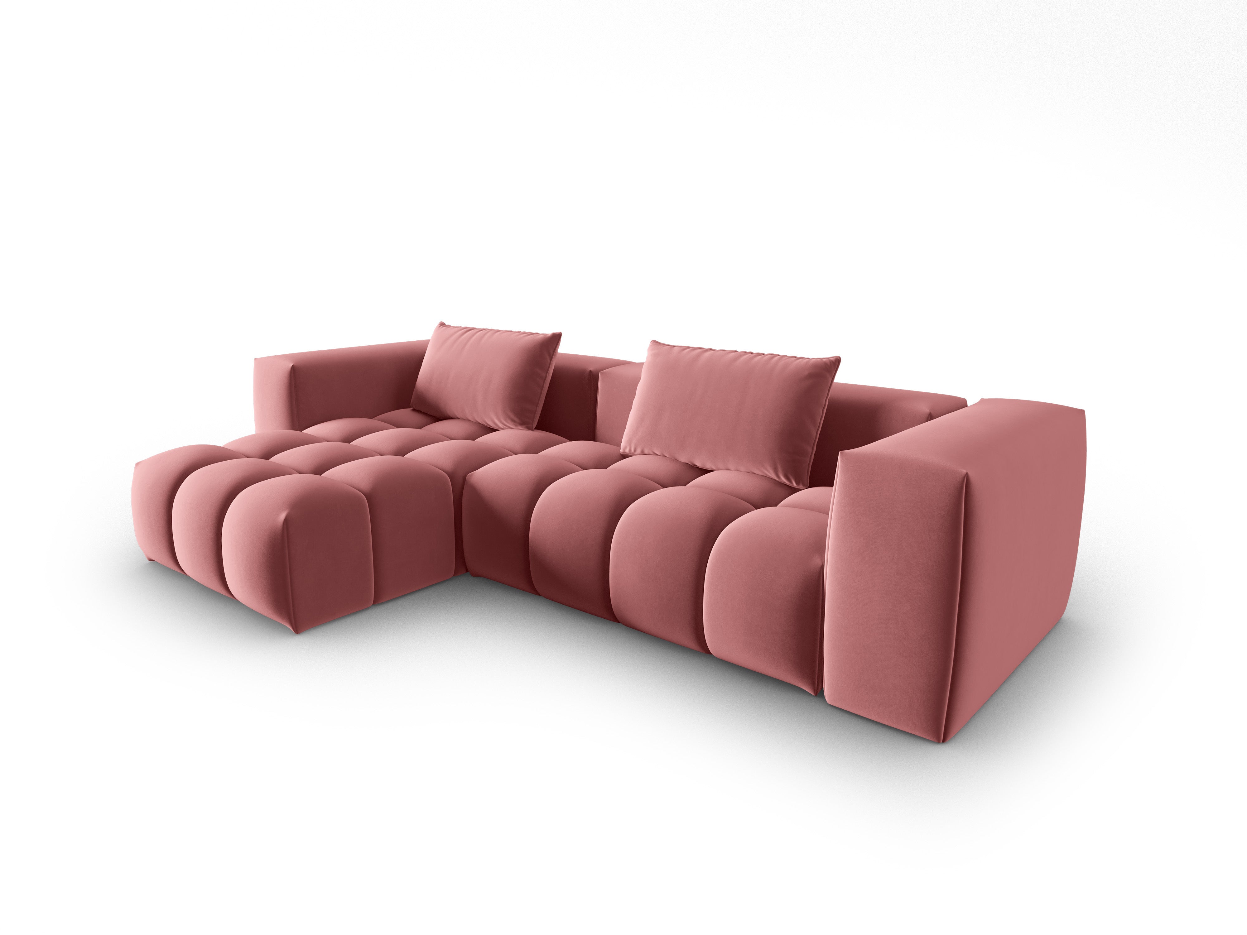 Narożnik aksamitny 3-osobowy lewostronny VERONA różowy flamingo