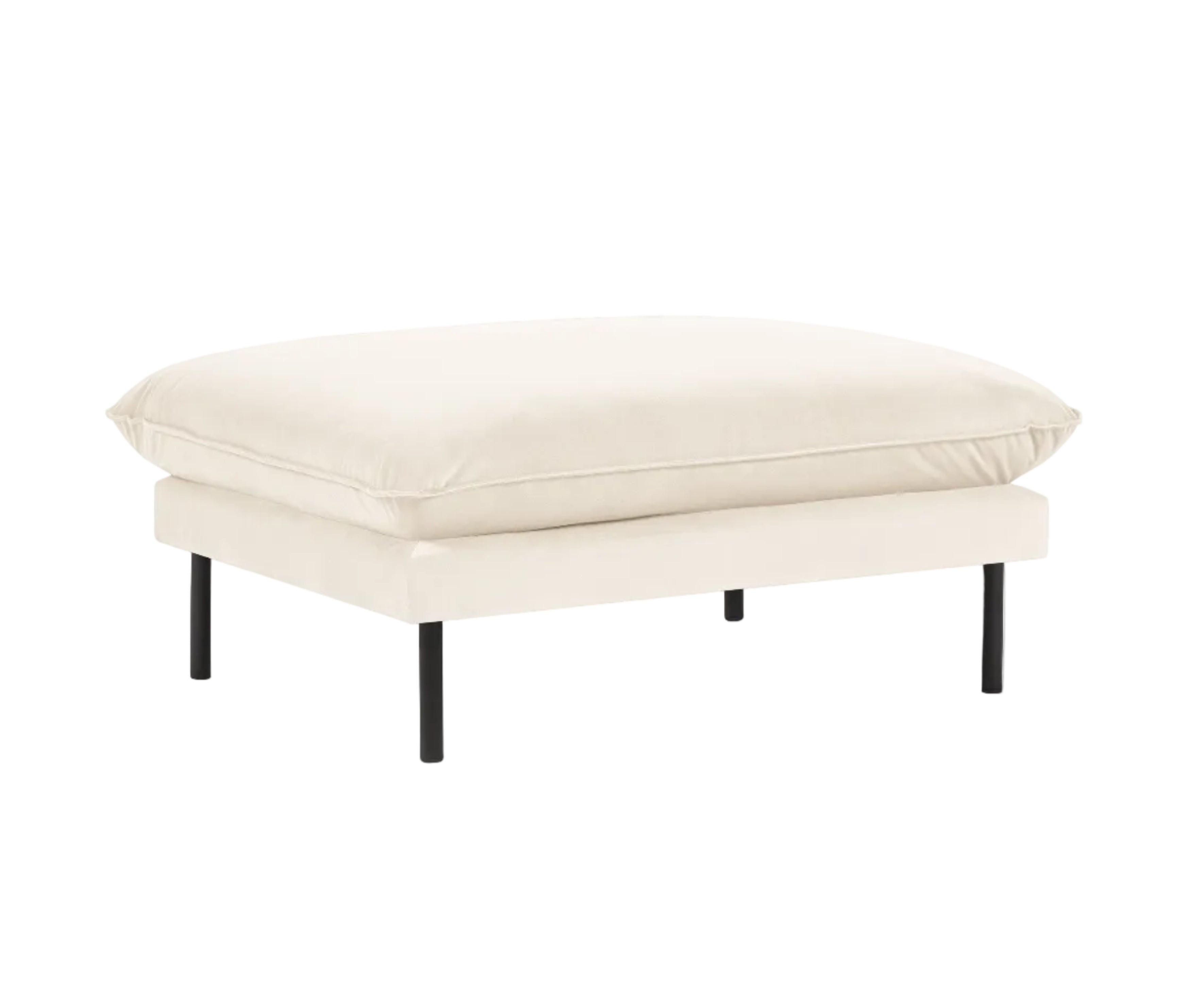 Samtpouf VIENNA beige mit schwarzem Fuß