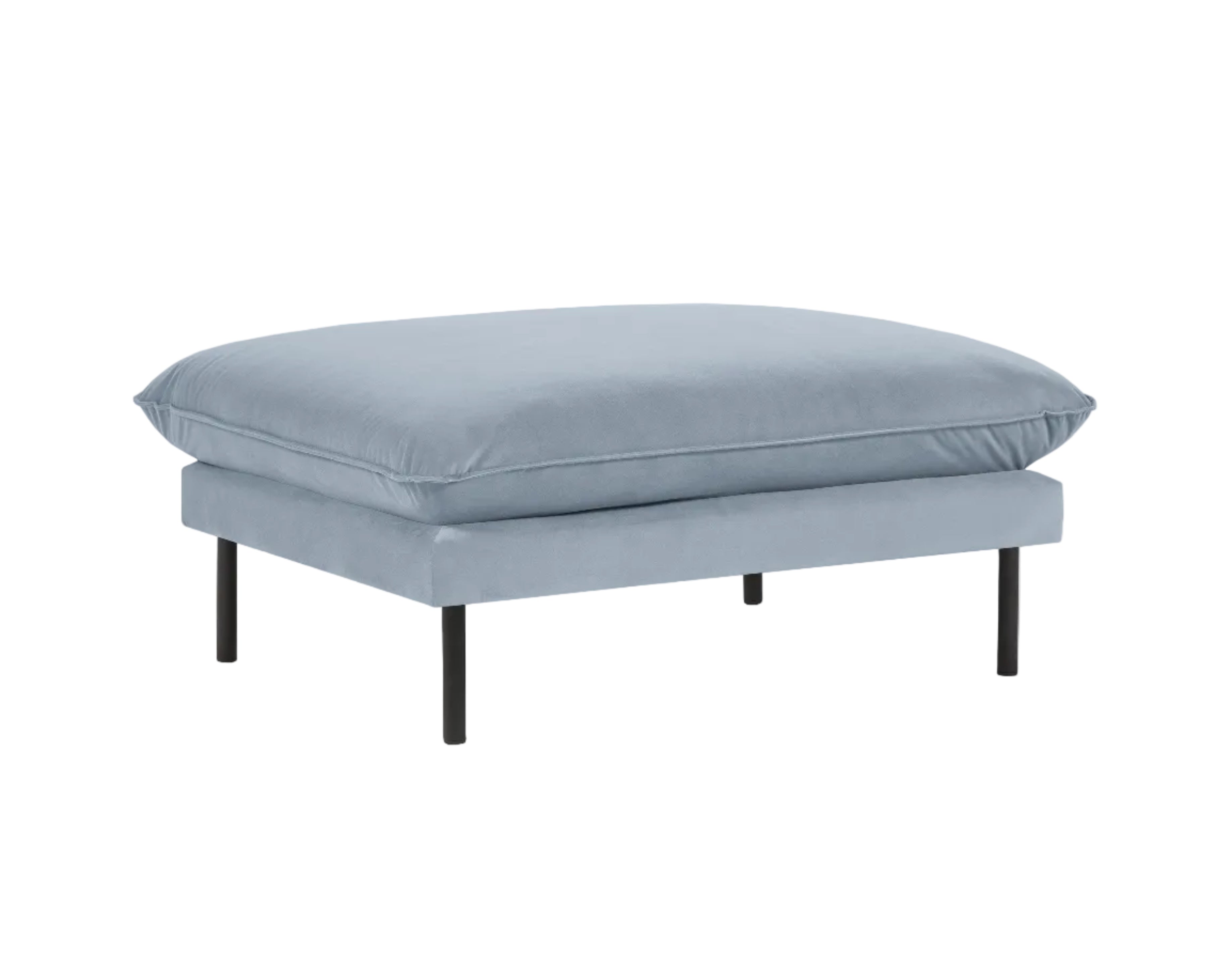 Samtpouf VIENNA hellblau mit schwarzem Fuß