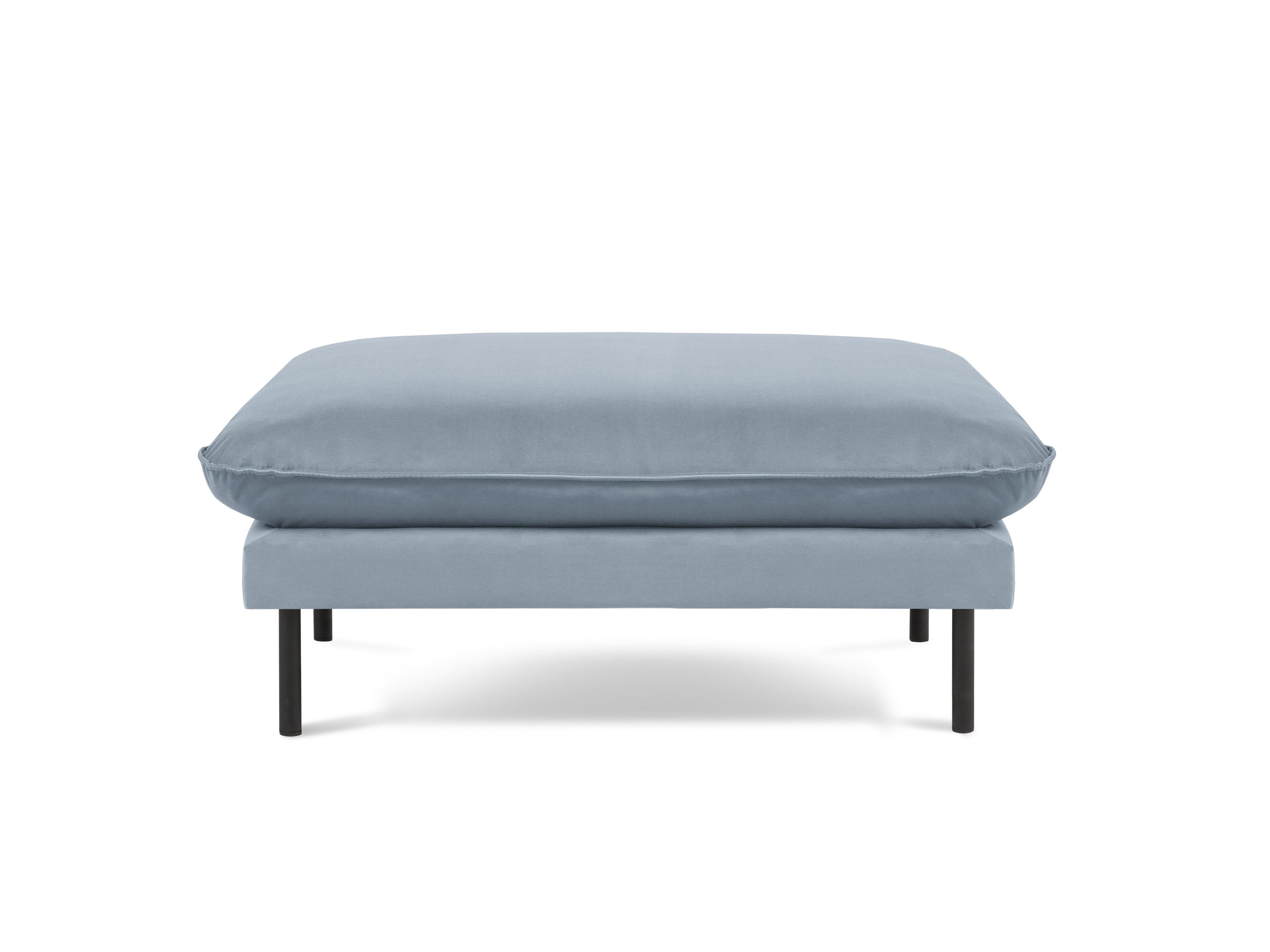 Samtpouf VIENNA hellblau mit schwarzem Fuß