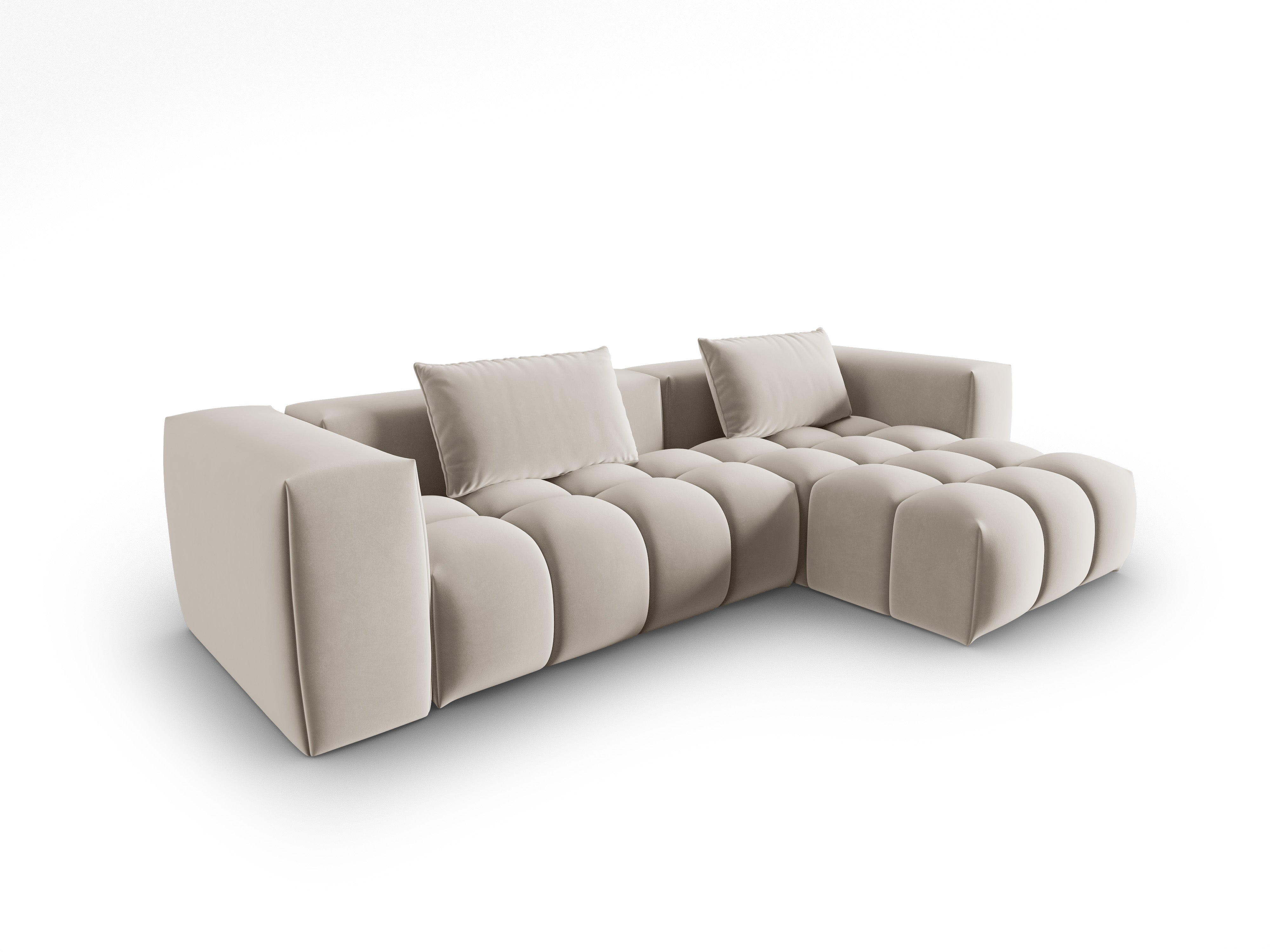 Narożnik aksamitny 3-osobowy prawostronny VERONA ecru – Cosmopolitan Design