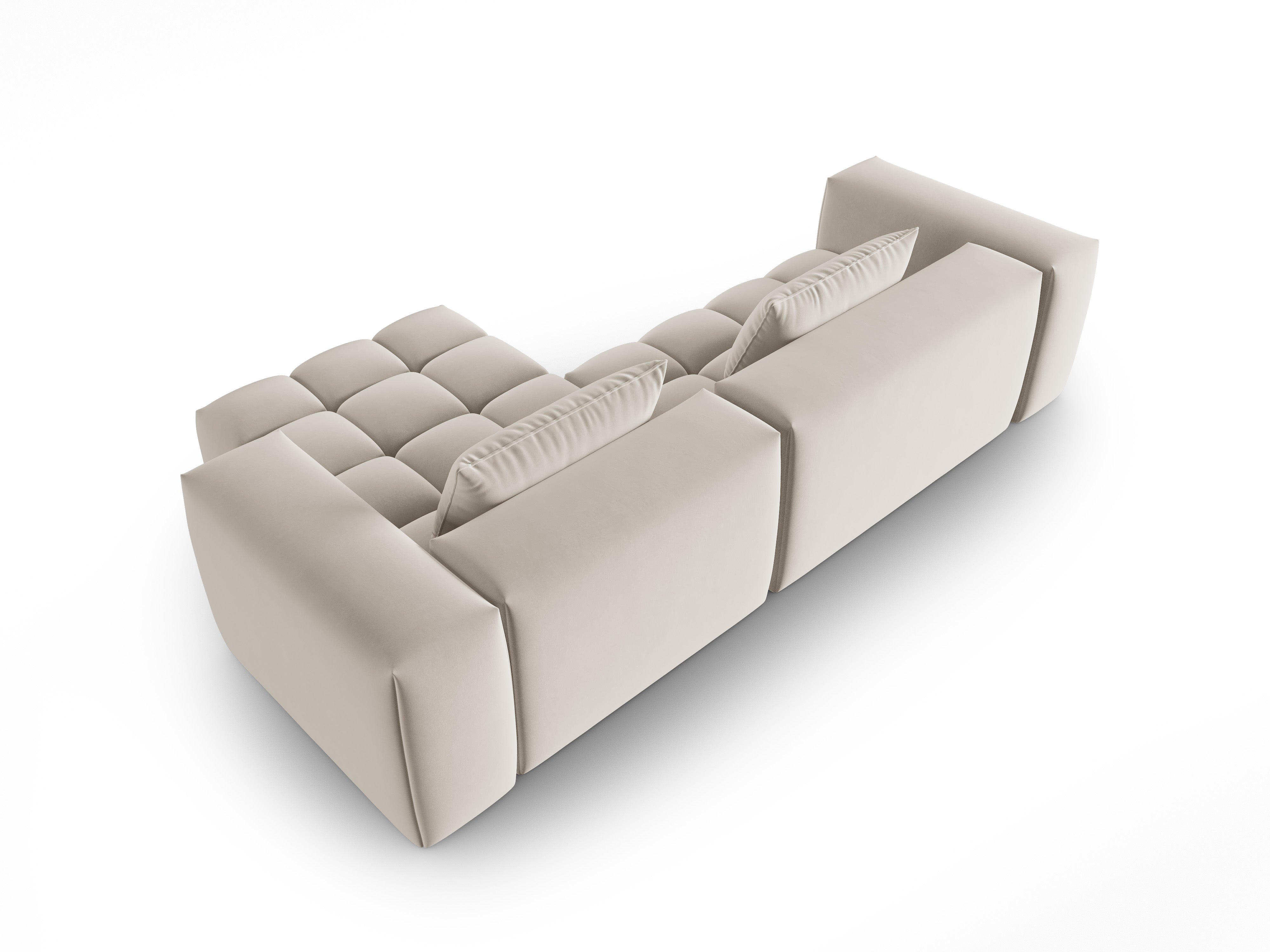 Narożnik aksamitny 3-osobowy prawostronny VERONA ecru – Cosmopolitan Design