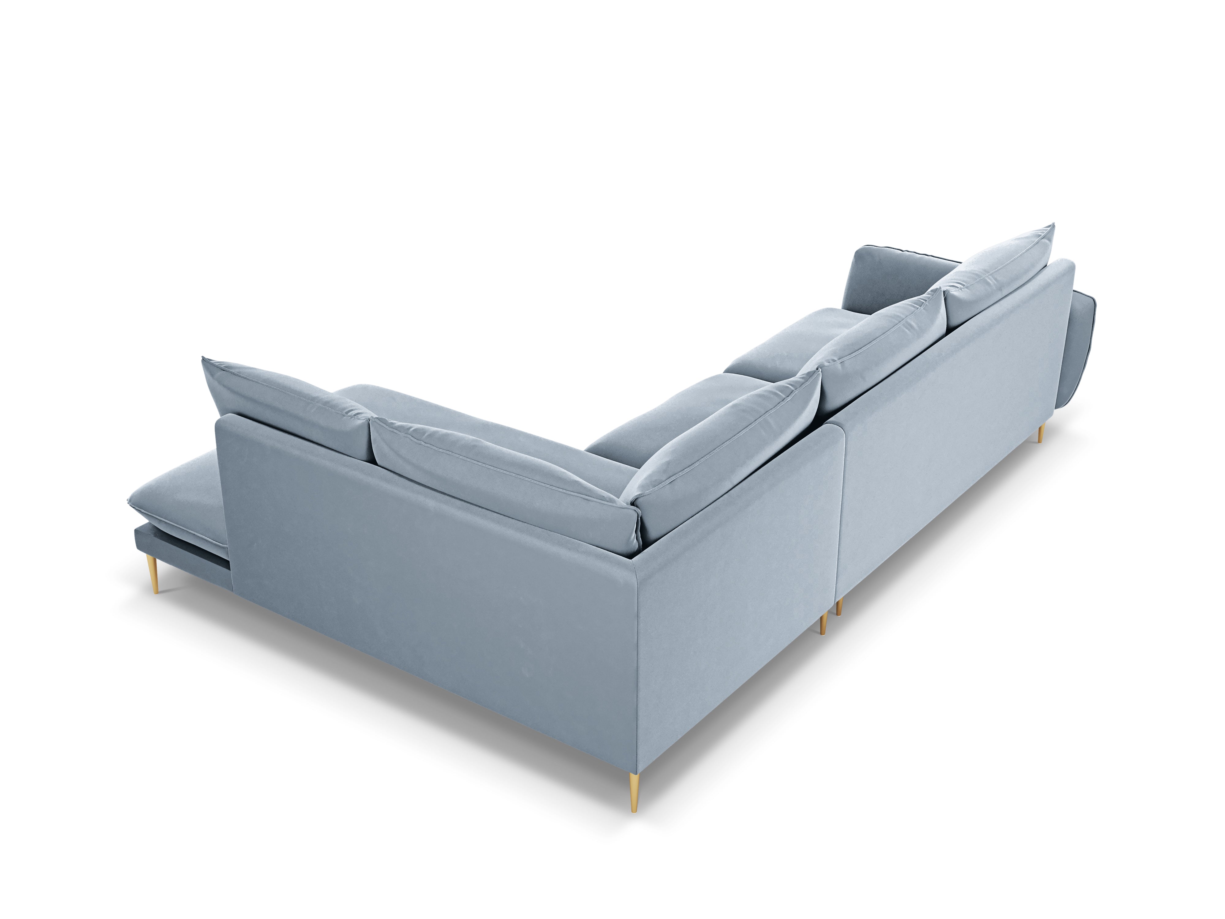 Velvet Corner Sofa Right-Hand 5-Seater VIENNA Light Blue with Gold Base