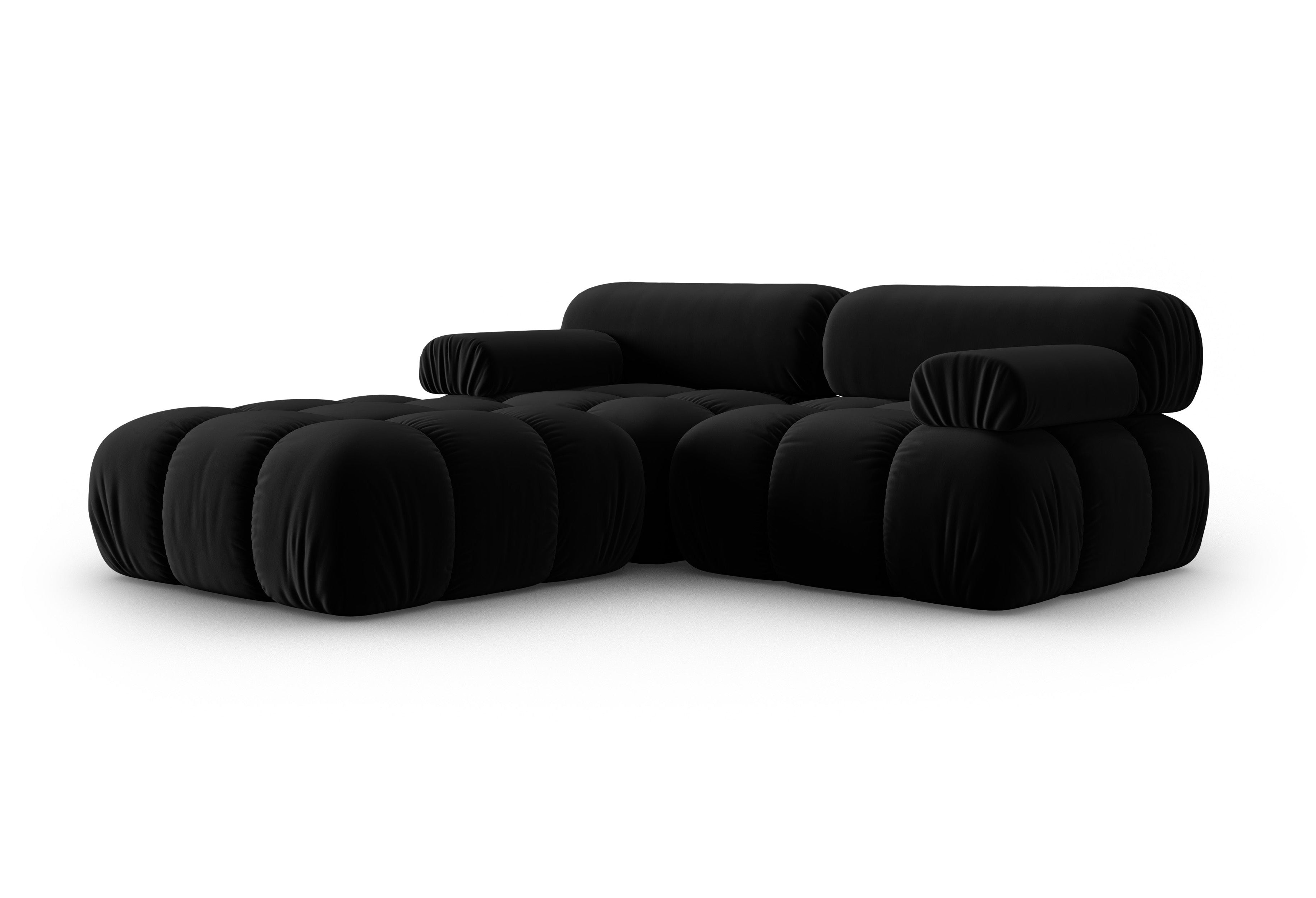 Narożnik aksamitny 3-osobowy CORTINA czarny – Cosmopolitan Design