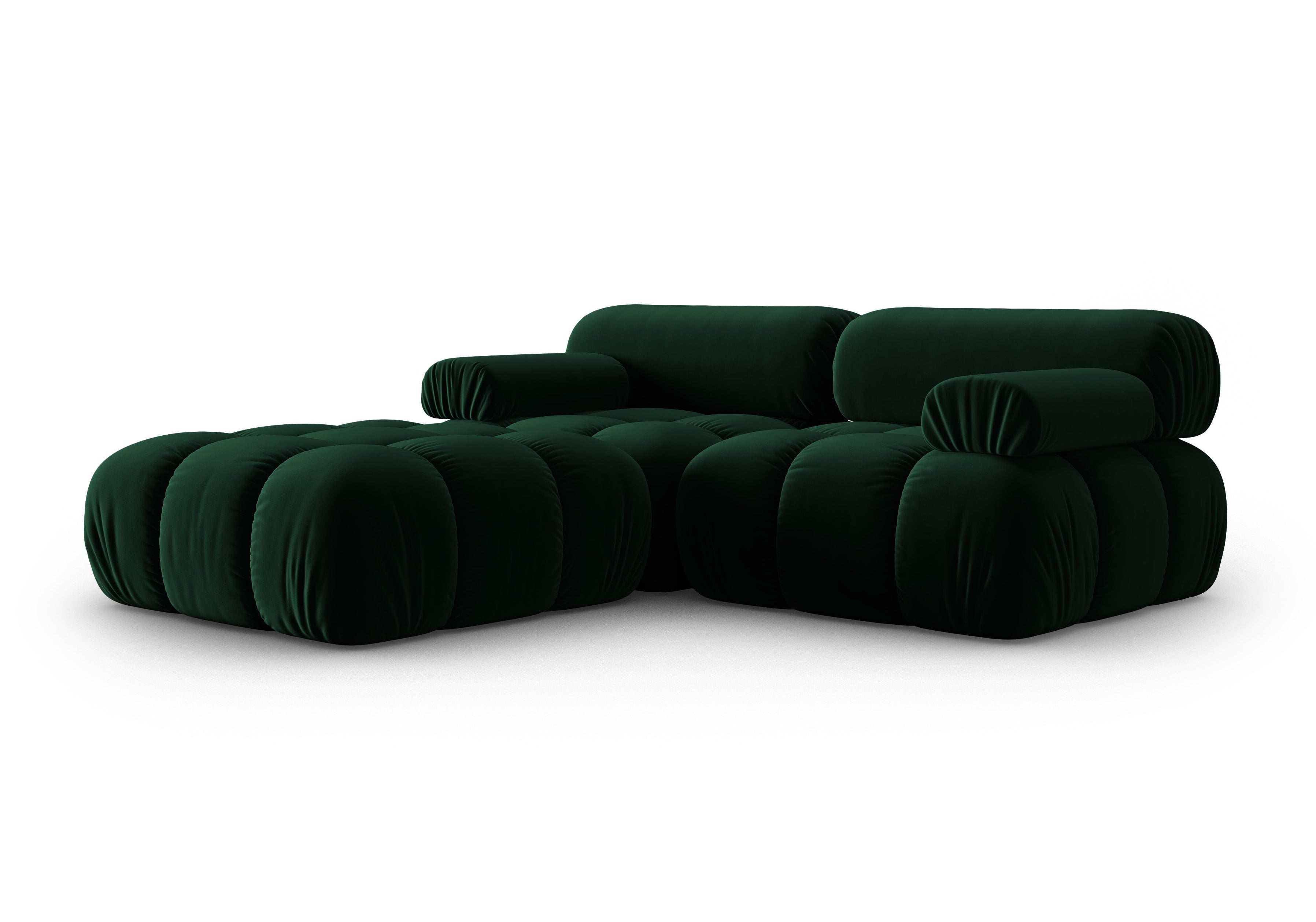 CORTINA Velvet Corner Sofa for 3 in Bottle Green