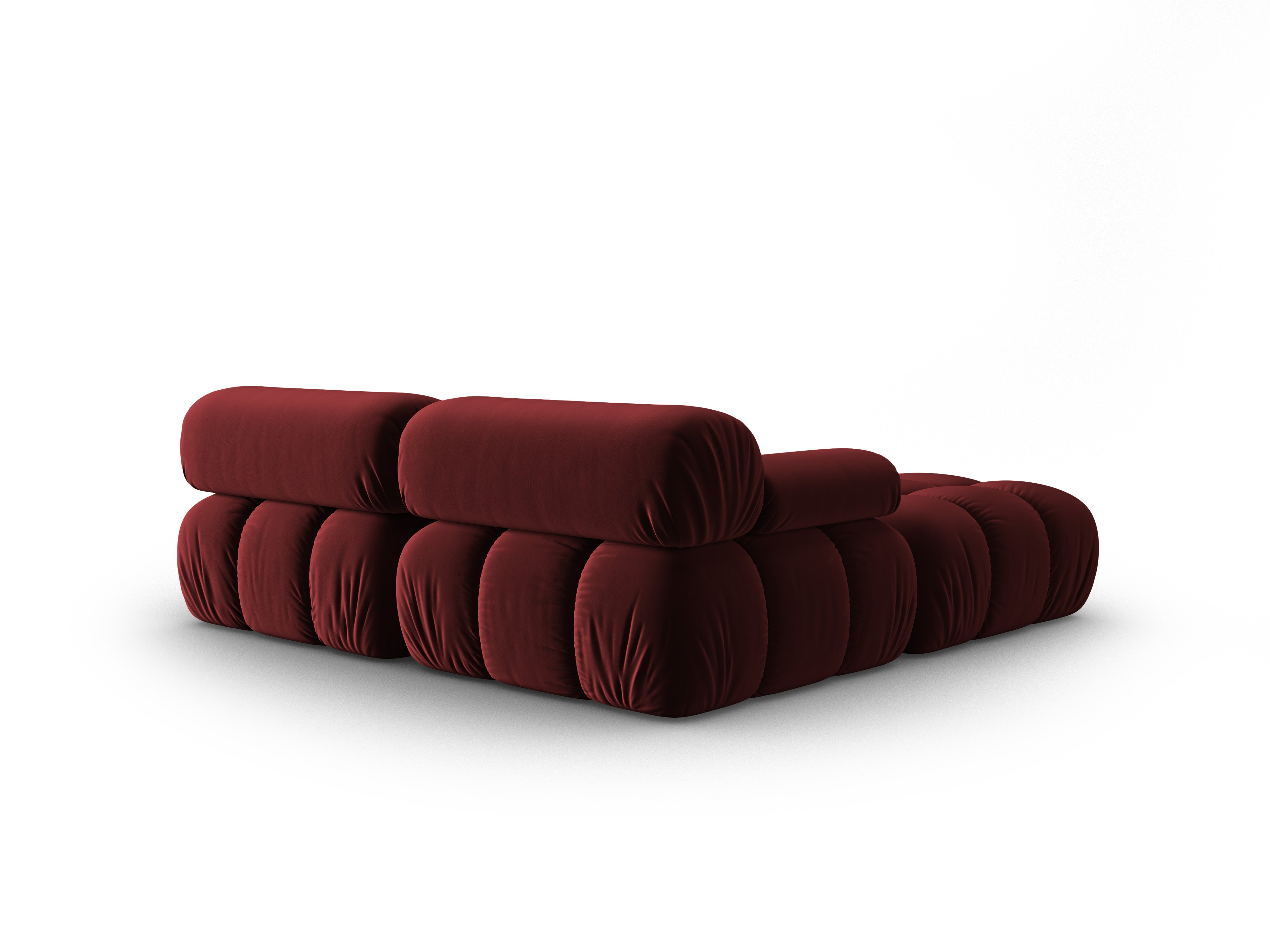 CORTINA Velvet Corner Sofa for 3 People in Wine Red