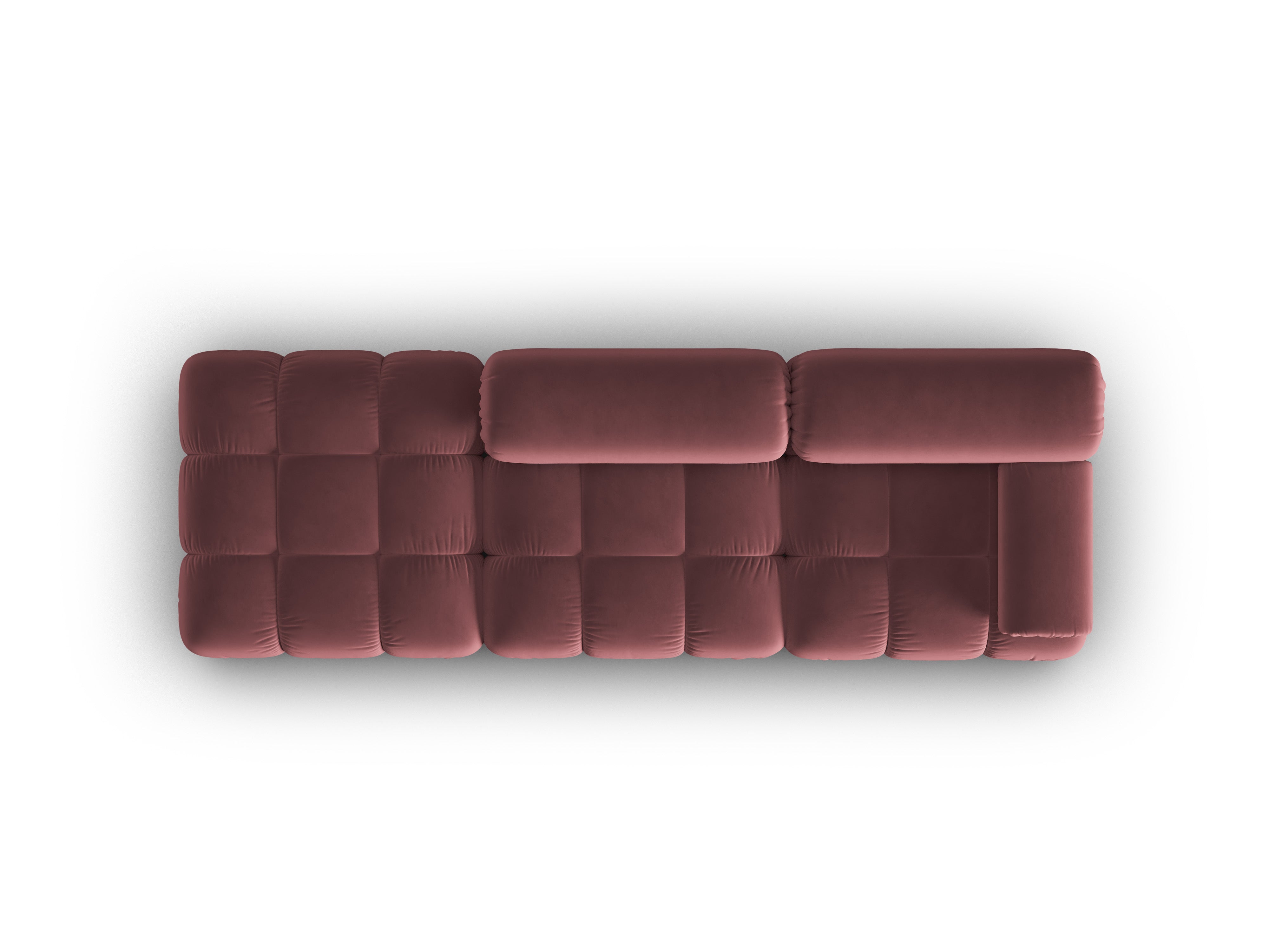 Sofa aksamitna 3-osobowa otwarta lewostronna CORTINA różowy