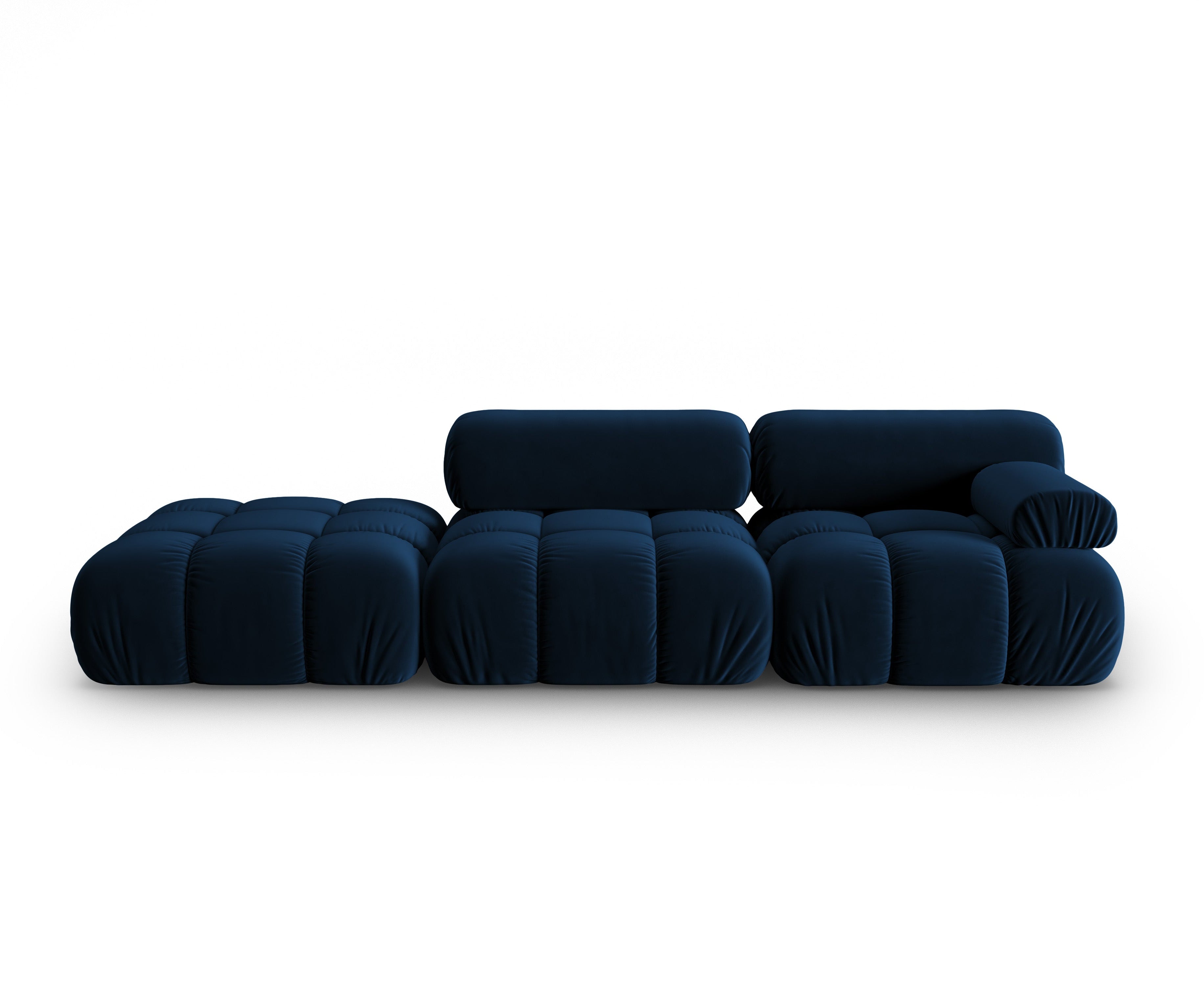 Sofa aksamitna 3-osobowa otwarta lewostronna CORTINA królewski niebieski