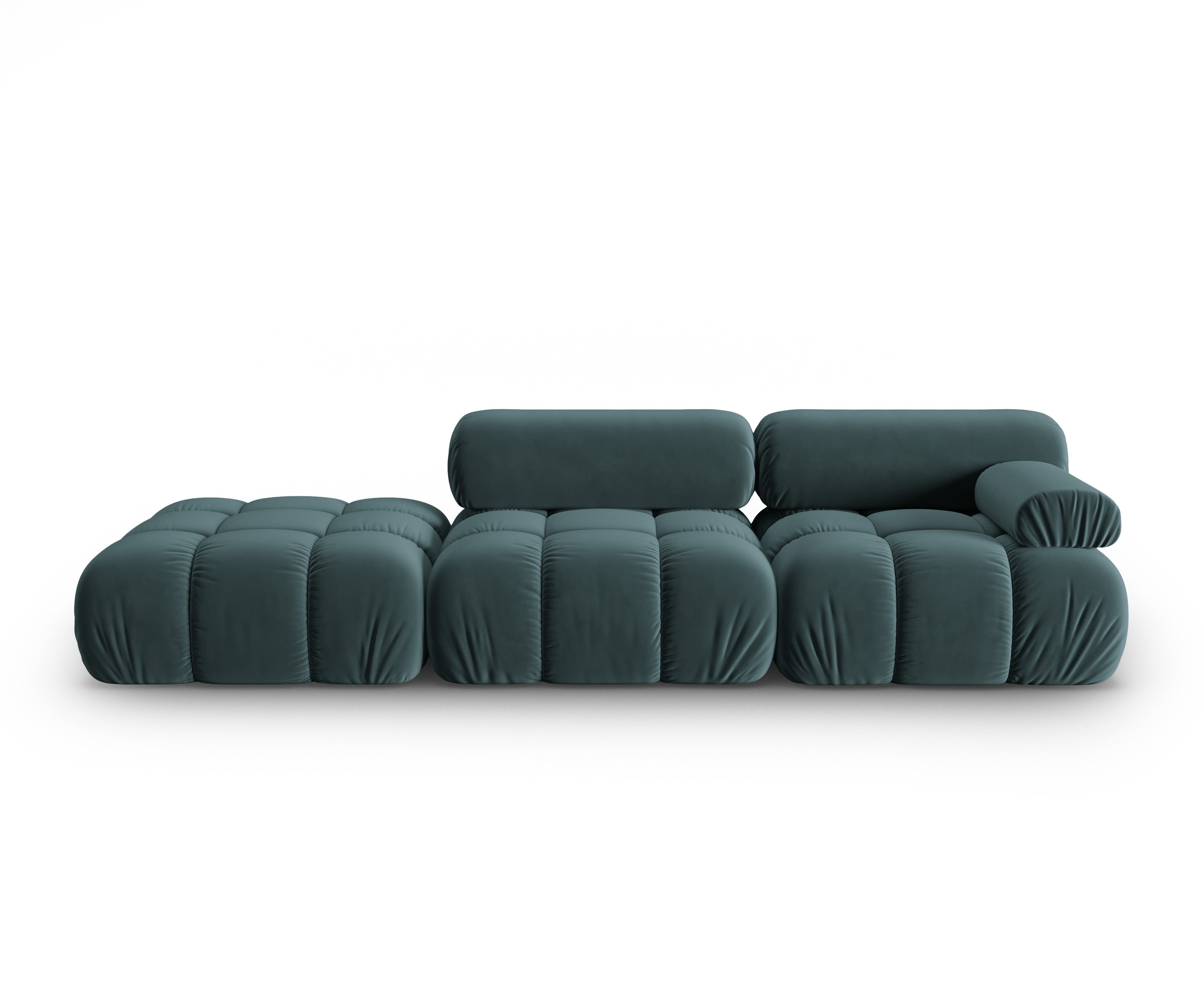 Sofa aksamitna 3-osobowa otwarta lewostronna CORTINA turkusowy