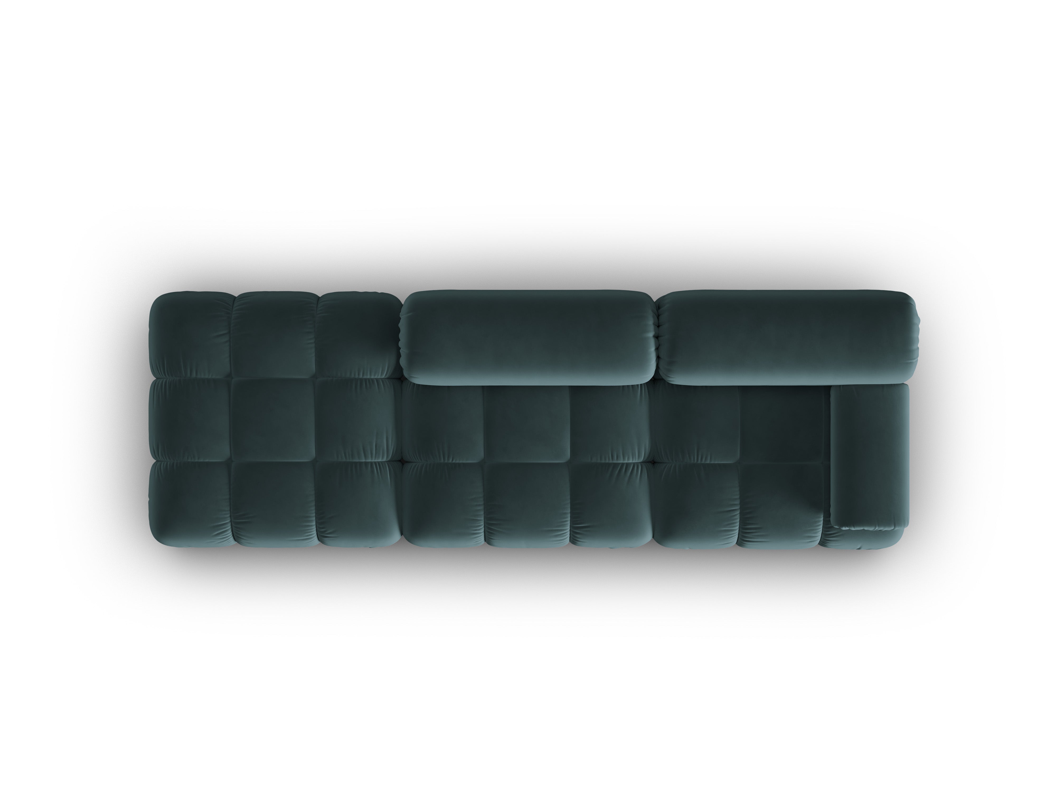 Sofa aksamitna 3-osobowa otwarta lewostronna CORTINA turkusowy