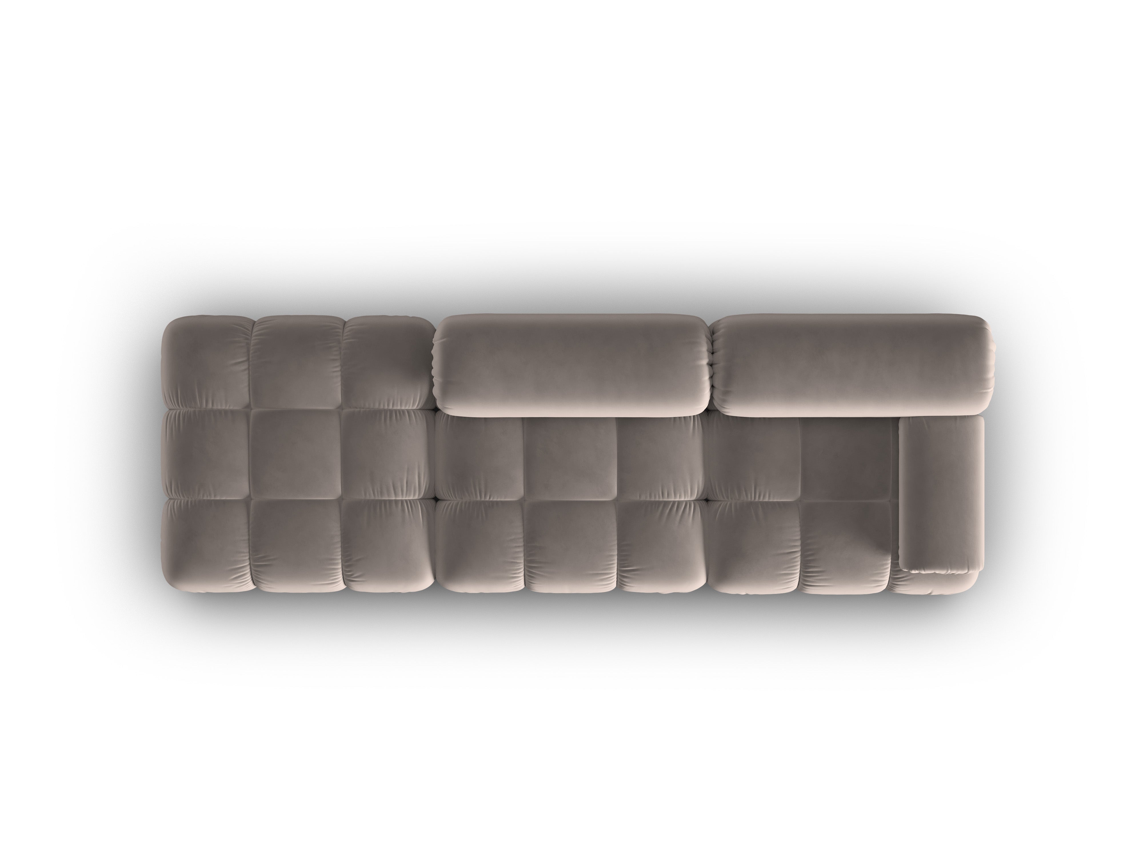 Sofa aksamitna 3-osobowa otwarta lewostronna CORTINA cappuccino