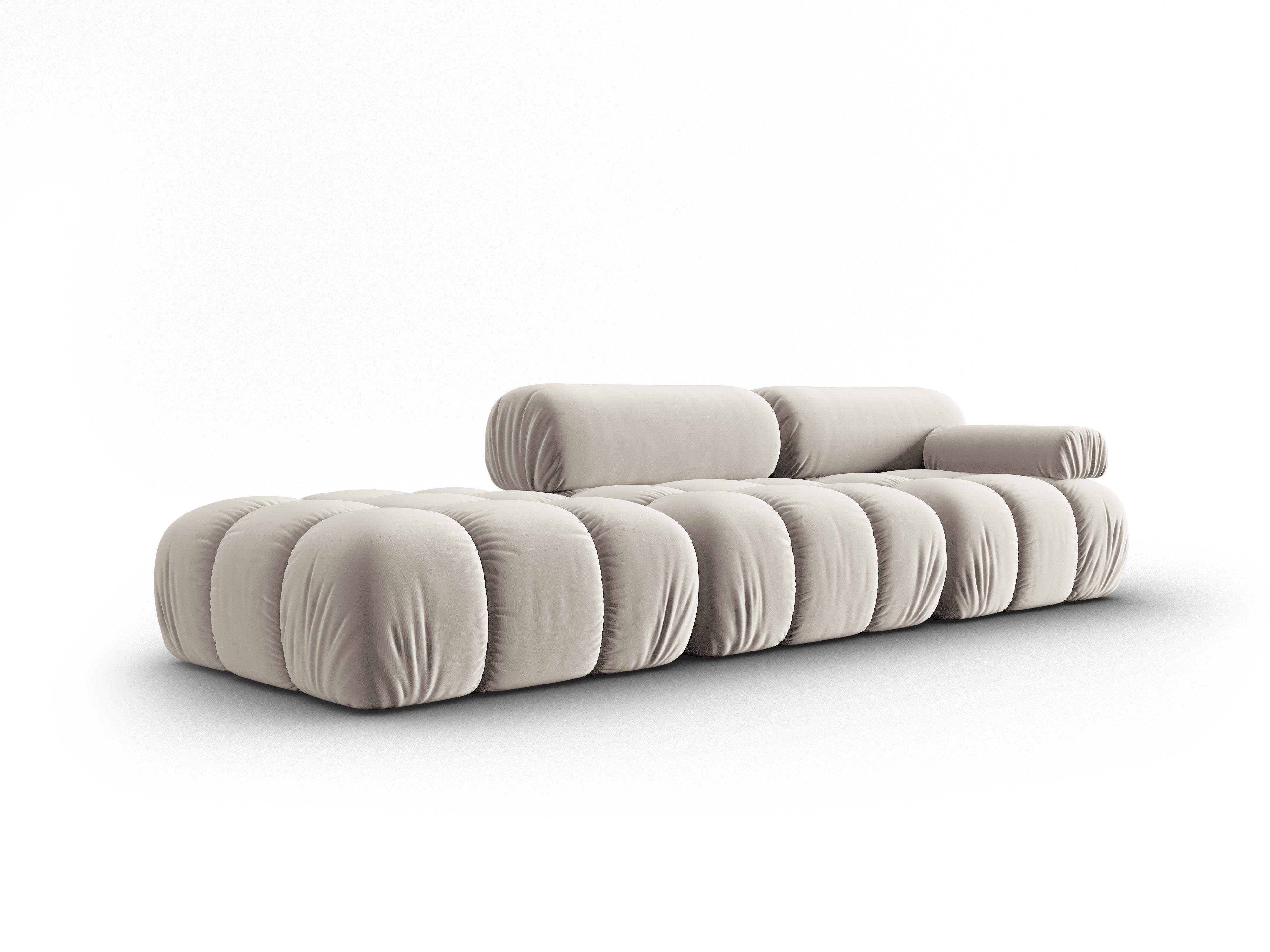 Sofa aksamitna 3-osobowa otwarta lewostronna CORTINA beżowy