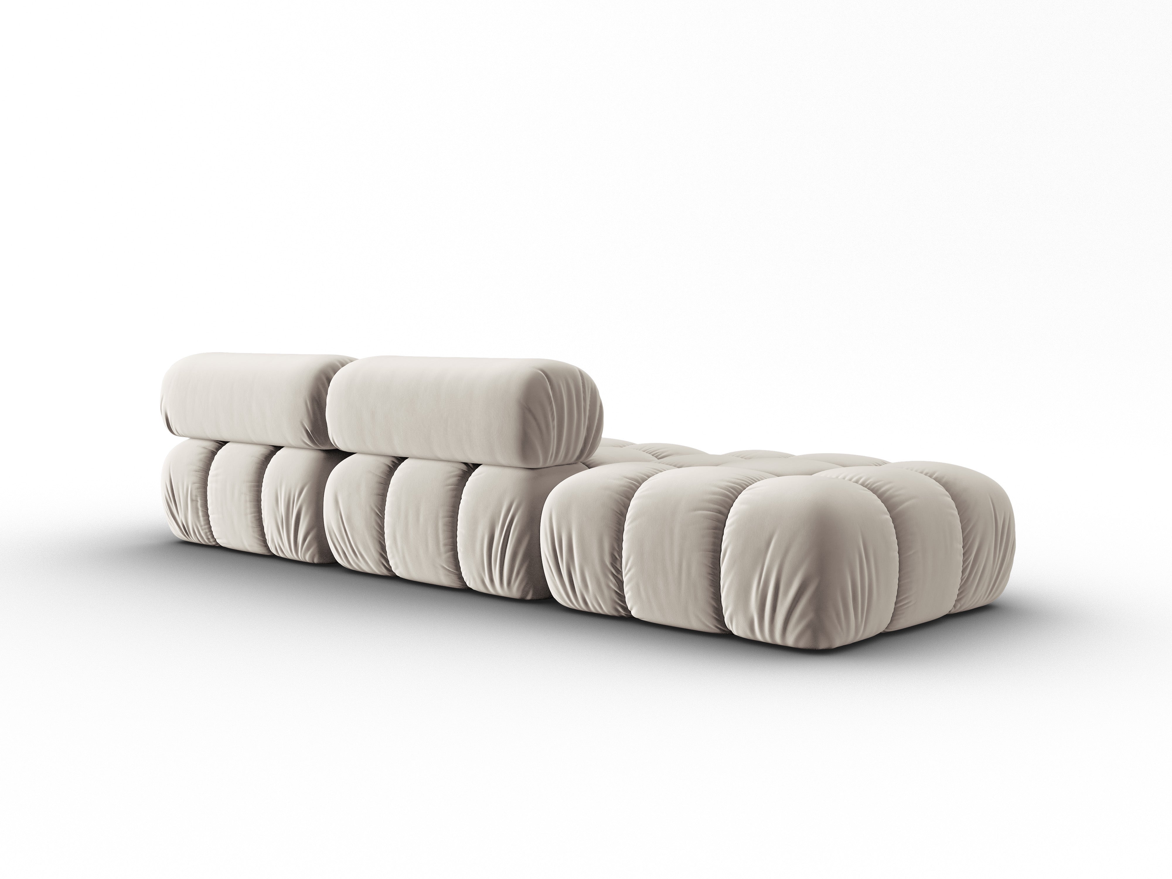 Sofa aksamitna 3-osobowa otwarta lewostronna CORTINA beżowy