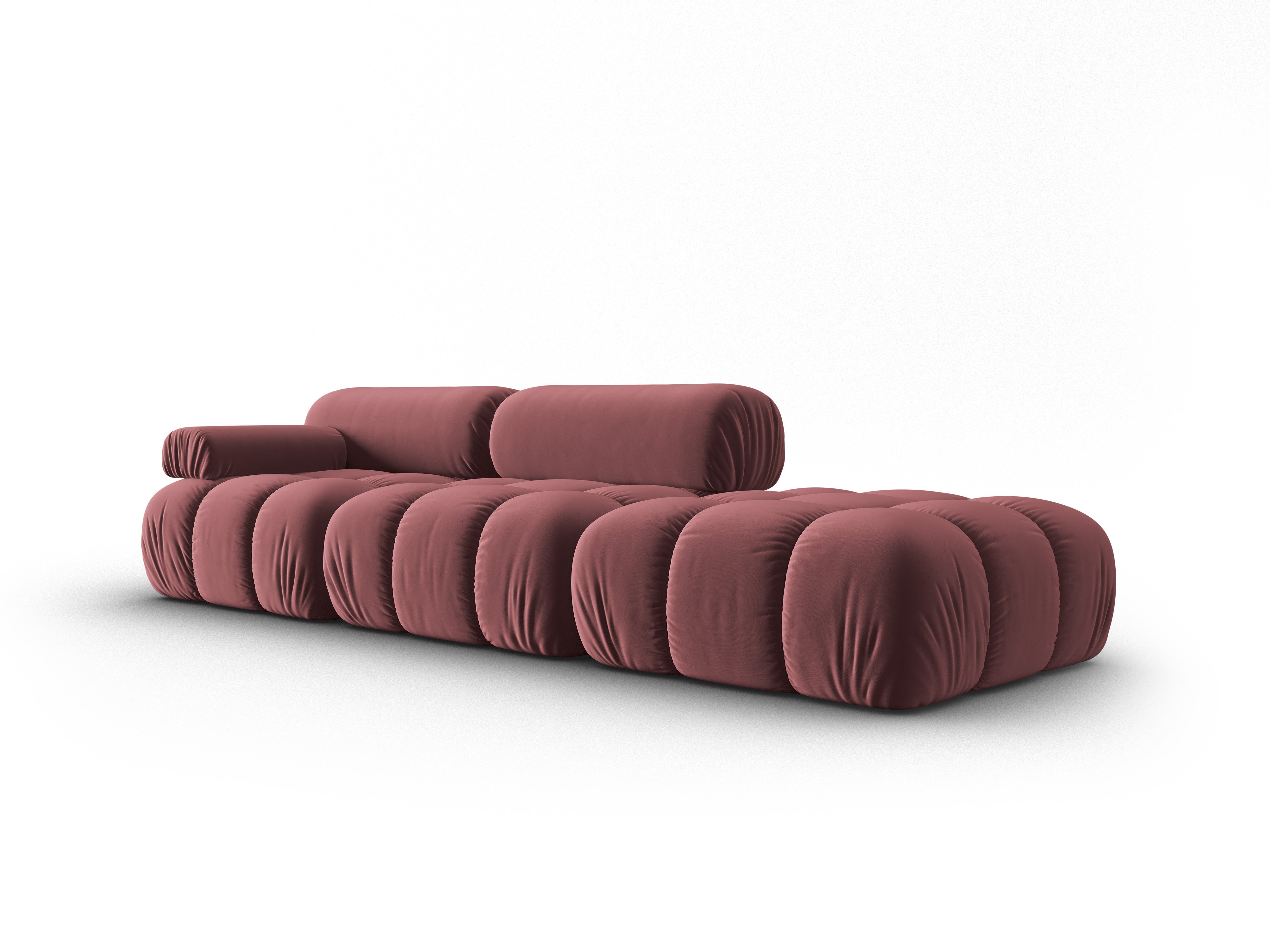Sofa aksamitna 3-osobowa otwarta prawostronna CORTINA różowy