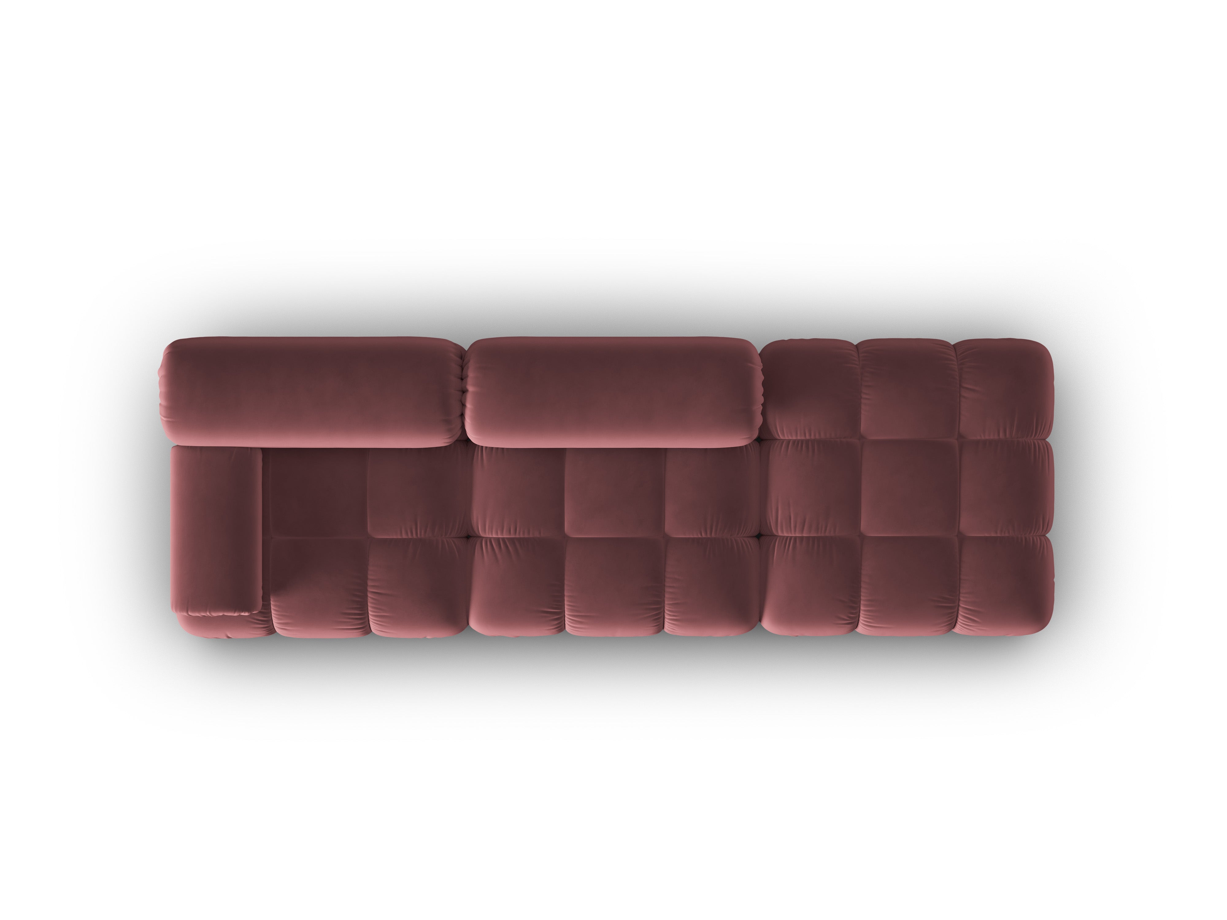 Sofa aksamitna 3-osobowa otwarta prawostronna CORTINA różowy