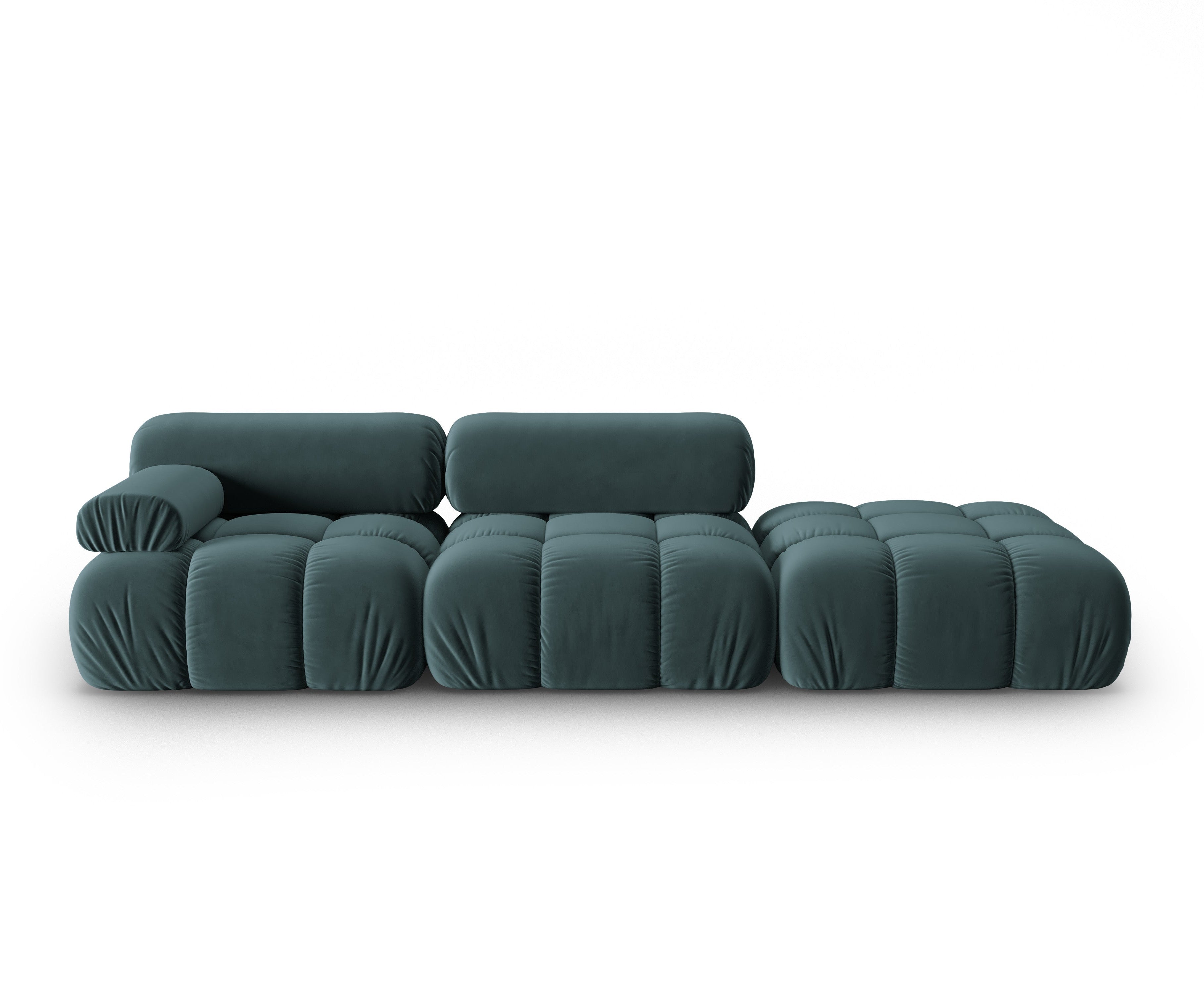 Sofa aksamitna 3-osobowa otwarta prawostronna CORTINA turkusowy