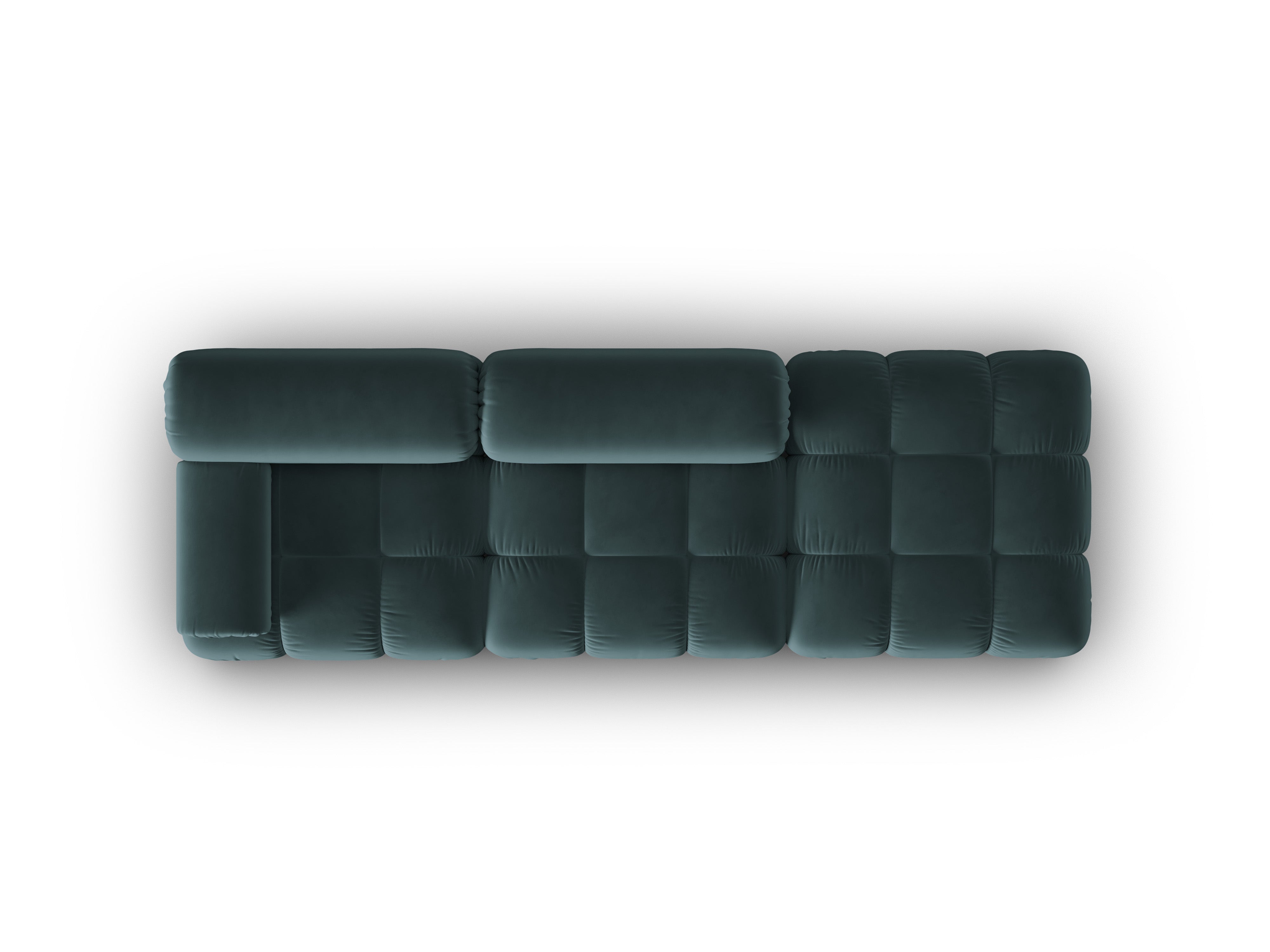 Sofa aksamitna 3-osobowa otwarta prawostronna CORTINA turkusowy