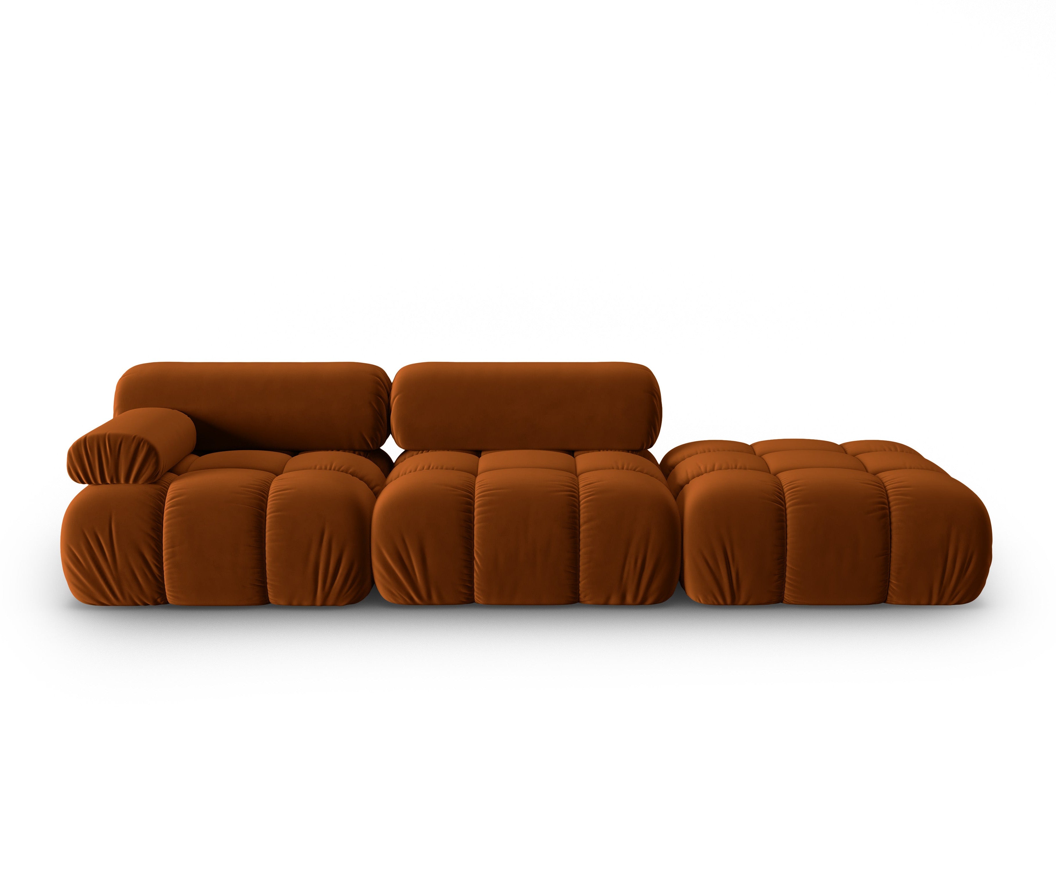 Sofa aksamitna 3-osobowa otwarta prawostronna CORTINA terakota