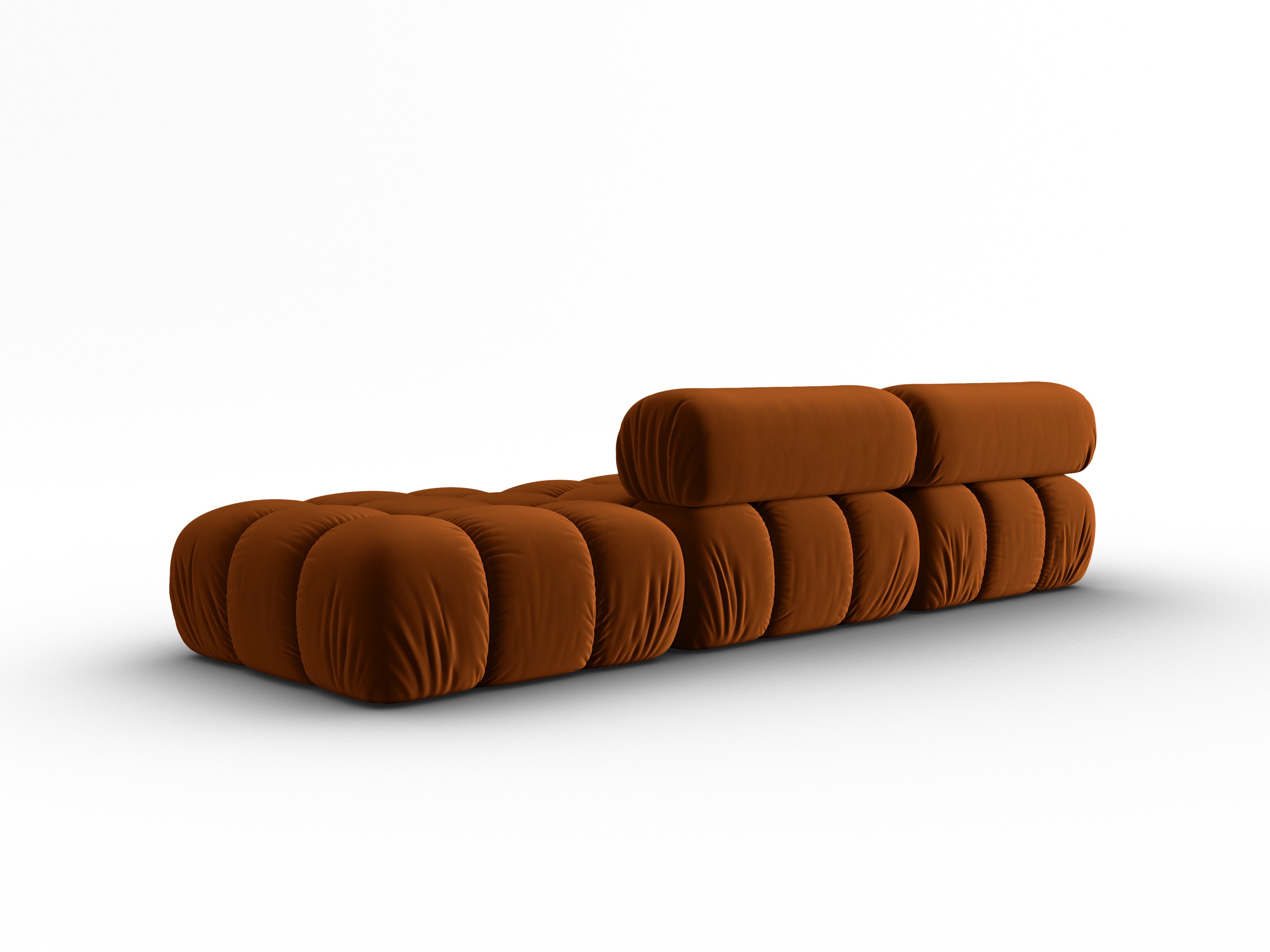 Sofa aksamitna 3-osobowa otwarta prawostronna CORTINA terakota