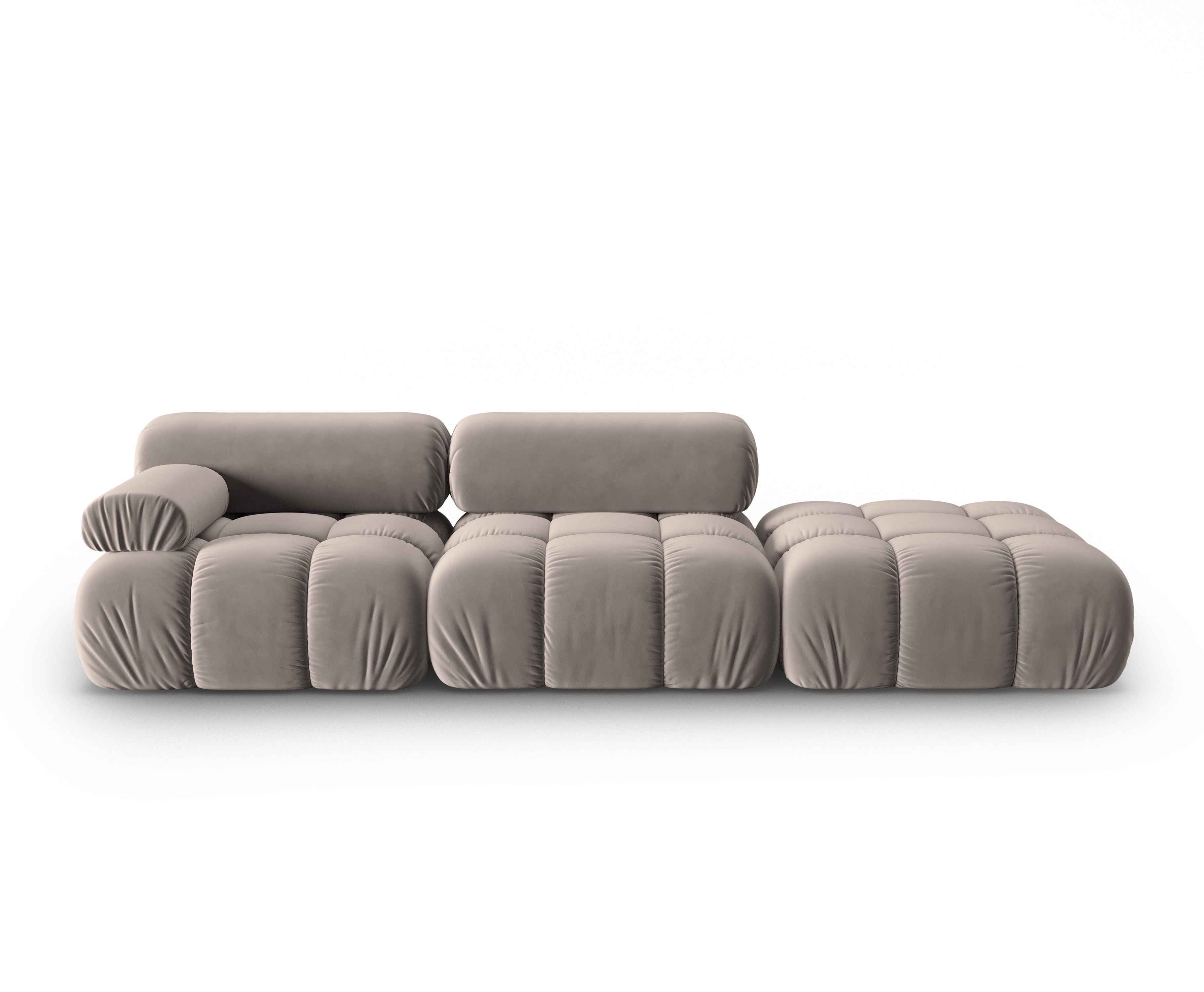 Sofa aksamitna 3-osobowa otwarta prawostronna CORTINA cappuccino