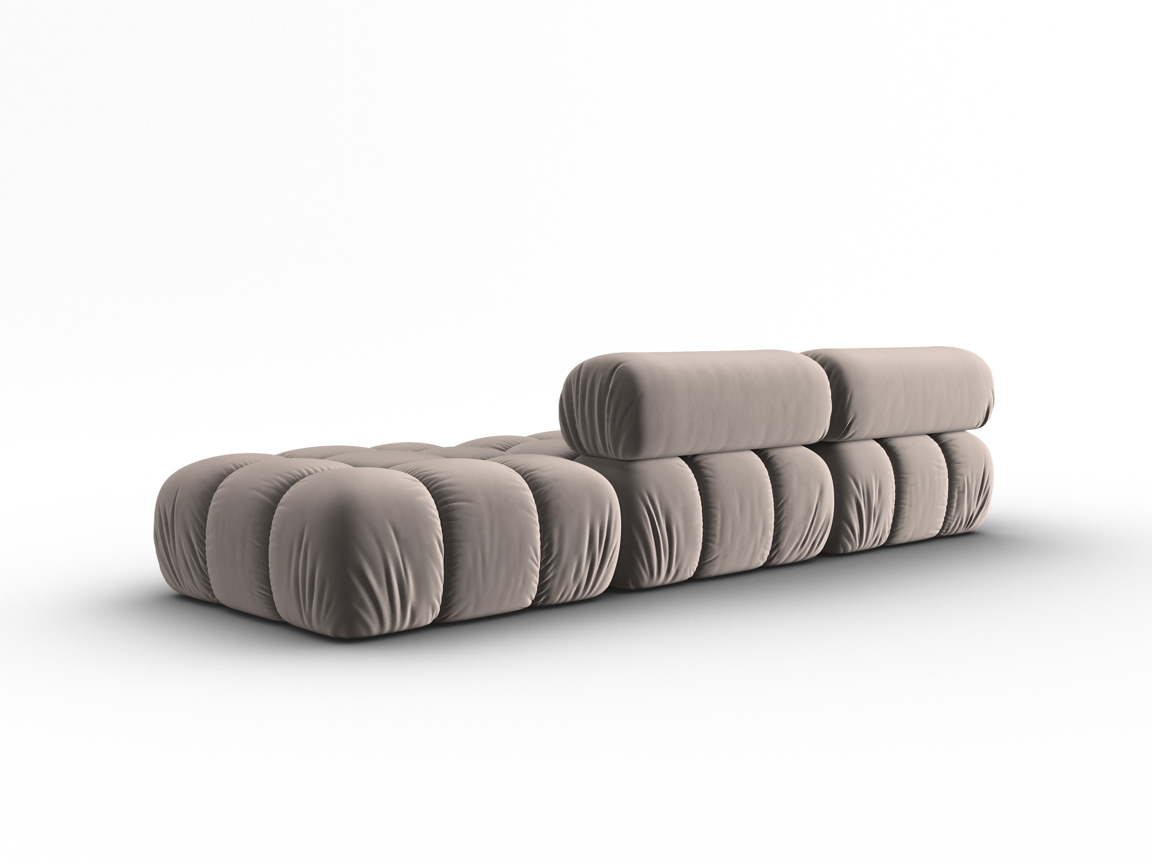 Sofa aksamitna 3-osobowa otwarta prawostronna CORTINA cappuccino